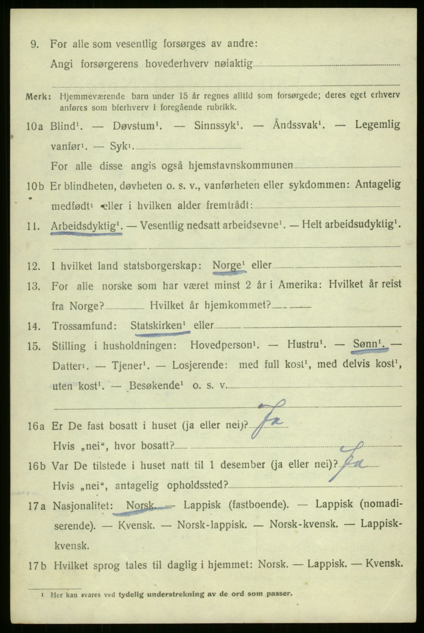 SATØ, 1920 census for Kvæfjord, 1920, p. 1180