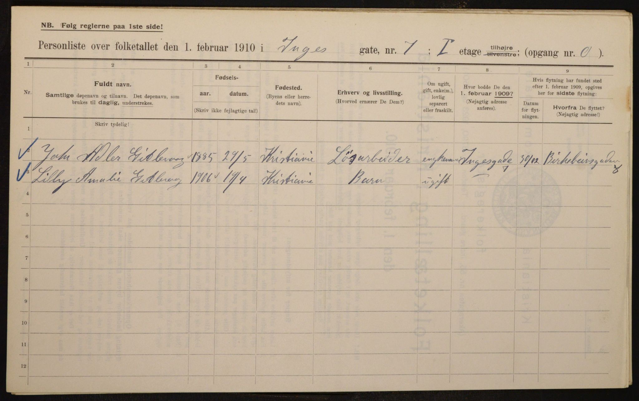 OBA, Municipal Census 1910 for Kristiania, 1910, p. 42955