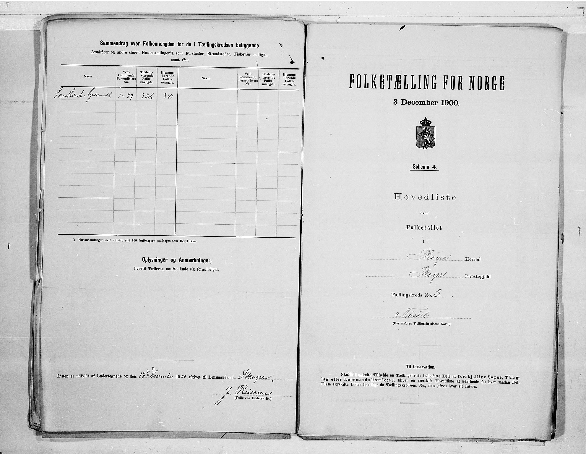 RA, 1900 census for Skoger, 1900, p. 8