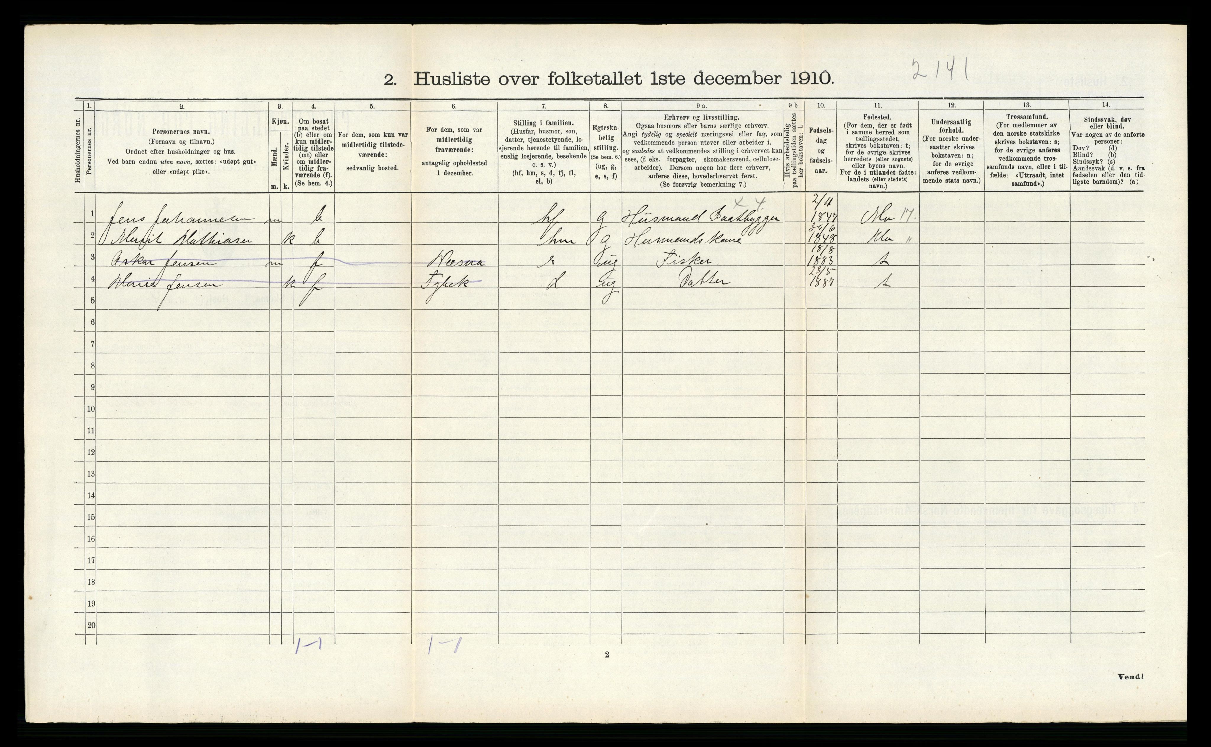 RA, 1910 census for Hemnes, 1910, p. 863