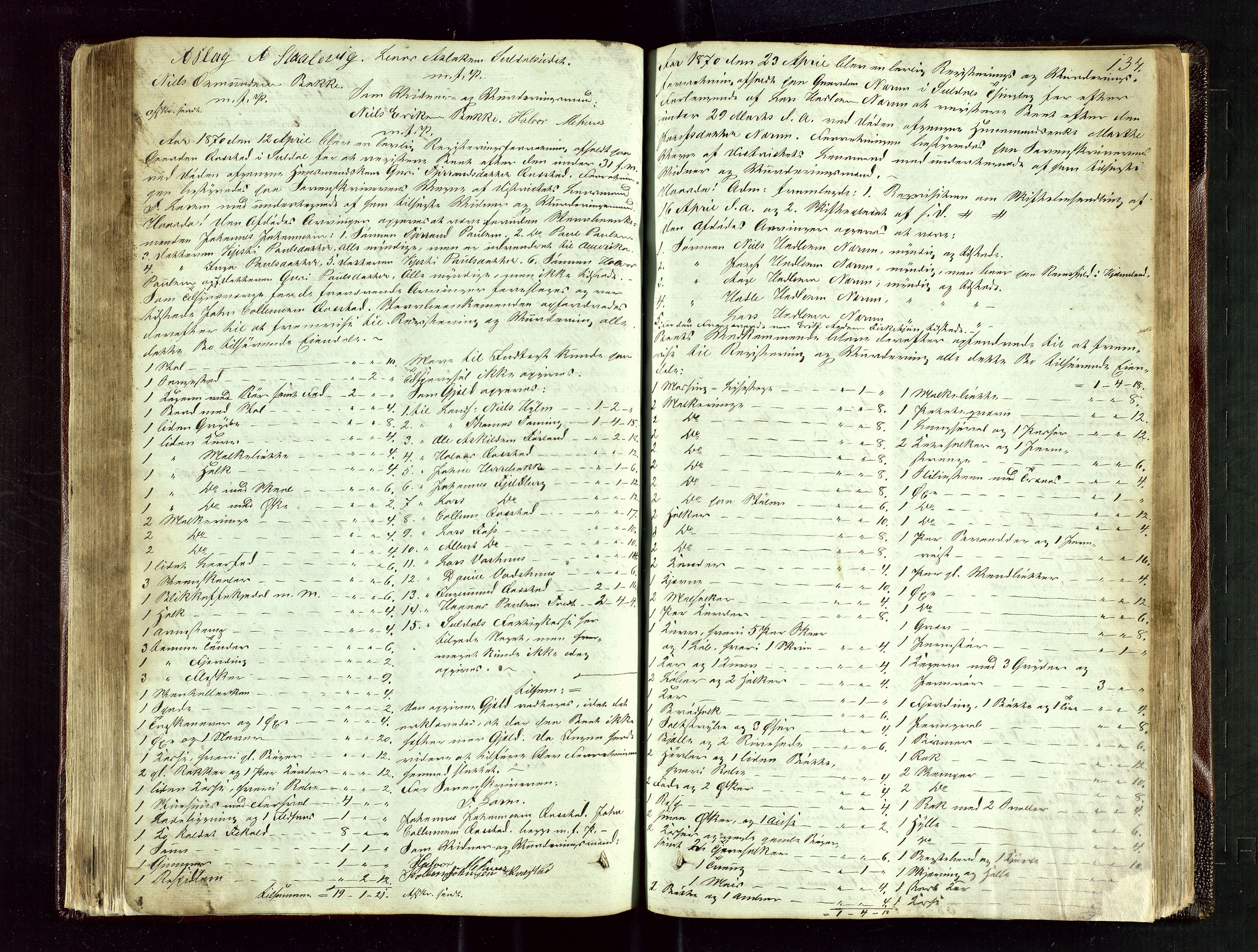 Ryfylke tingrett, AV/SAST-A-100055/001/IV/IVE/L0004: Skifteregistreringsprotokoll Suldal, 1851-1877, p. 134