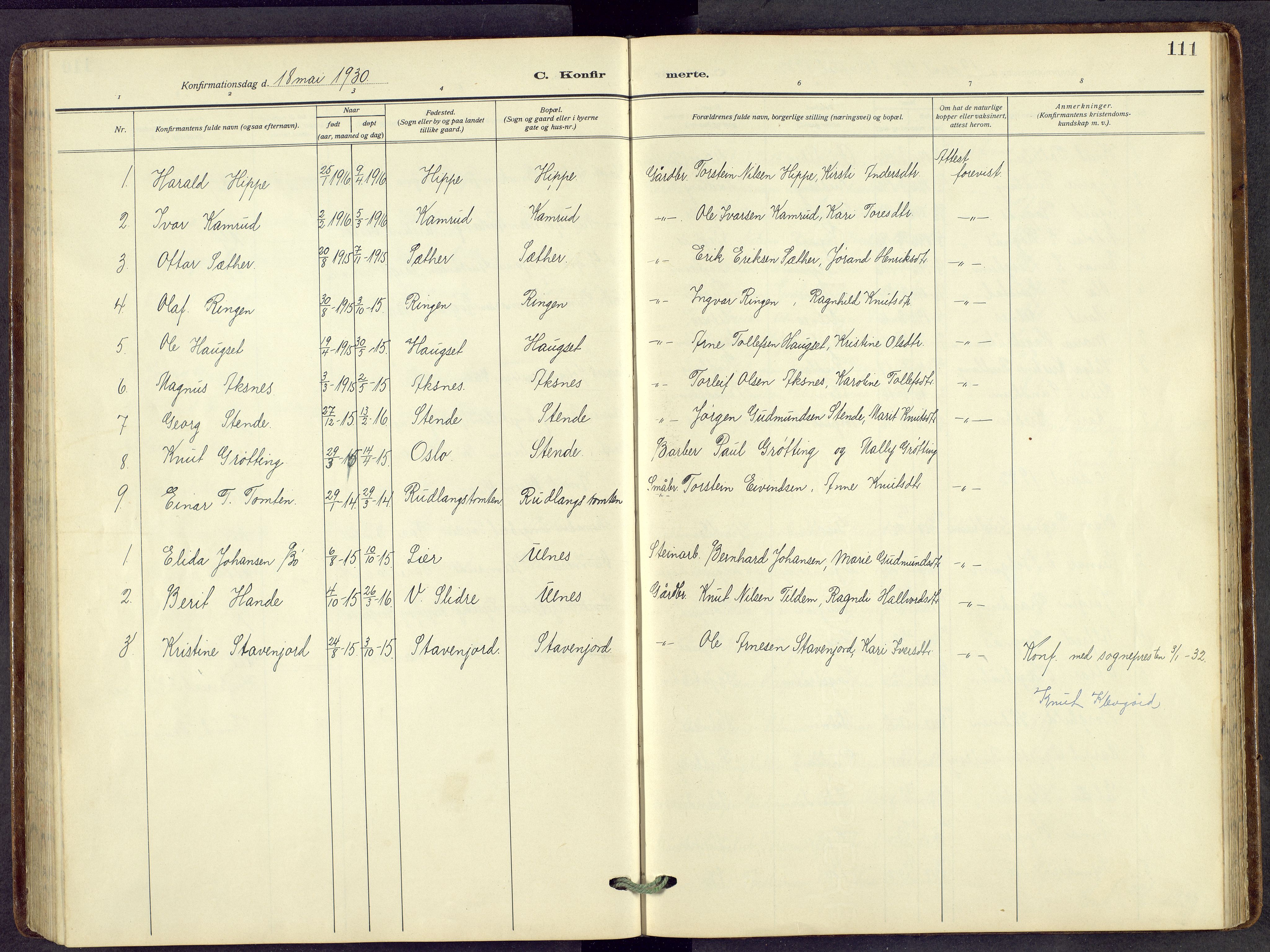 Nord-Aurdal prestekontor, AV/SAH-PREST-132/H/Ha/Hab/L0014: Parish register (copy) no. 14, 1917-1953, p. 111