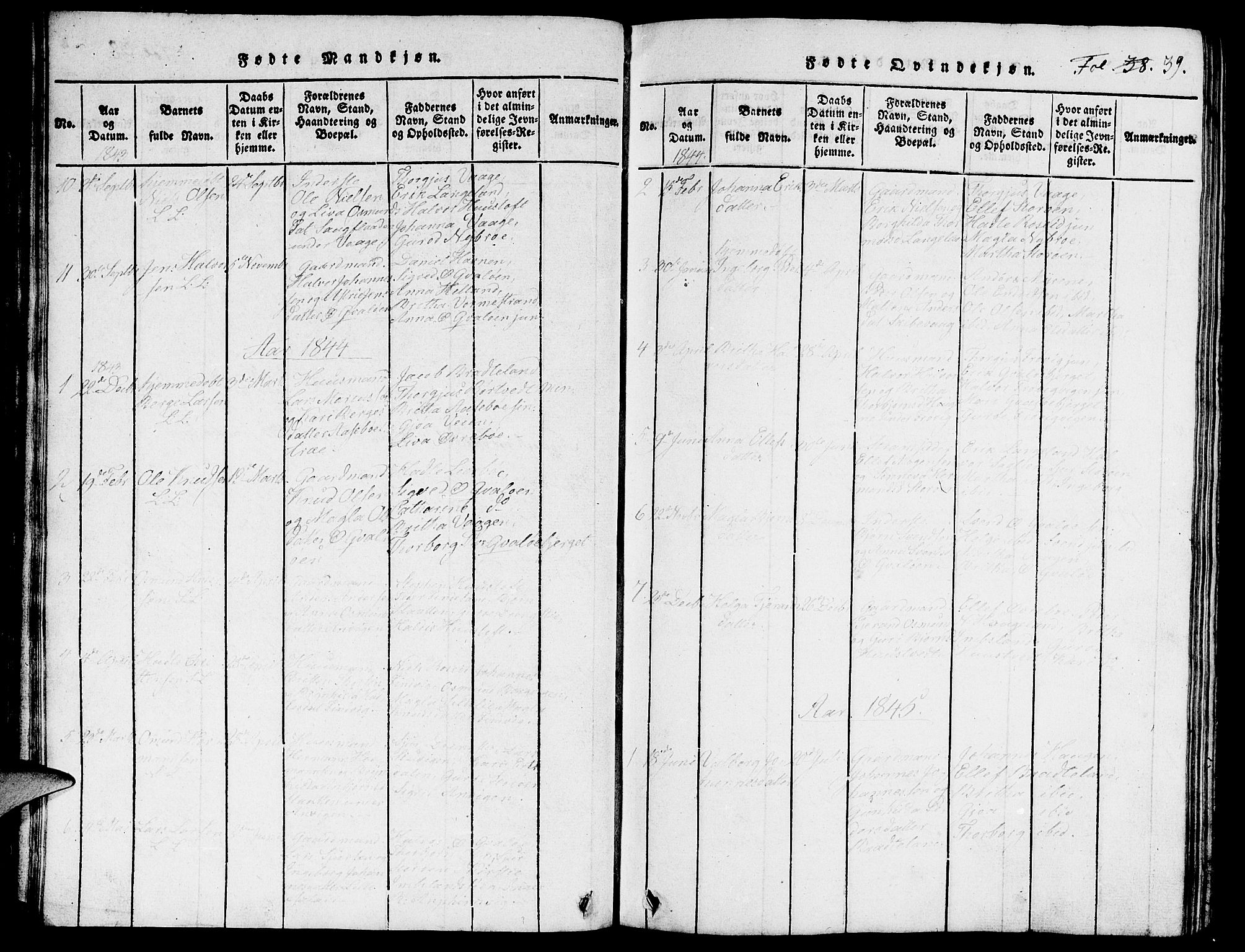 Vikedal sokneprestkontor, SAST/A-101840/01/V: Parish register (copy) no. B 3, 1816-1867, p. 39