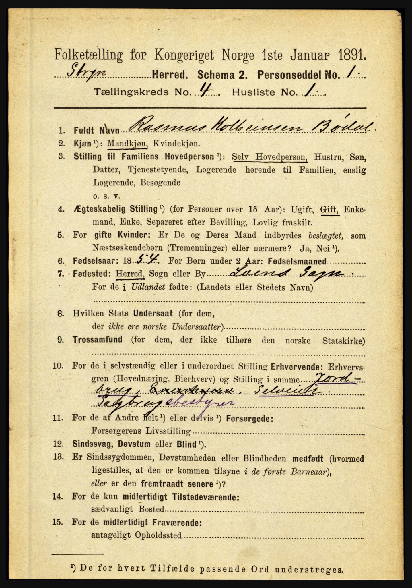 RA, 1891 census for 1448 Stryn, 1891, p. 1635