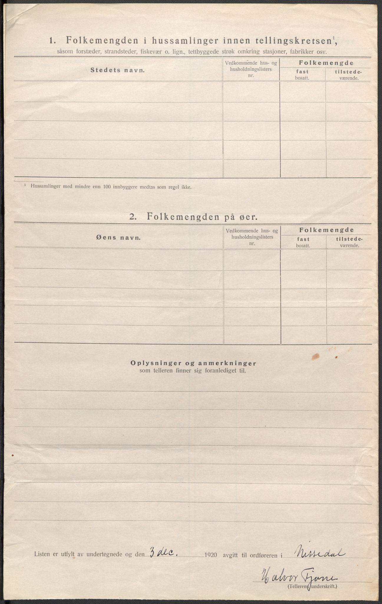 SAKO, 1920 census for Nissedal, 1920, p. 16