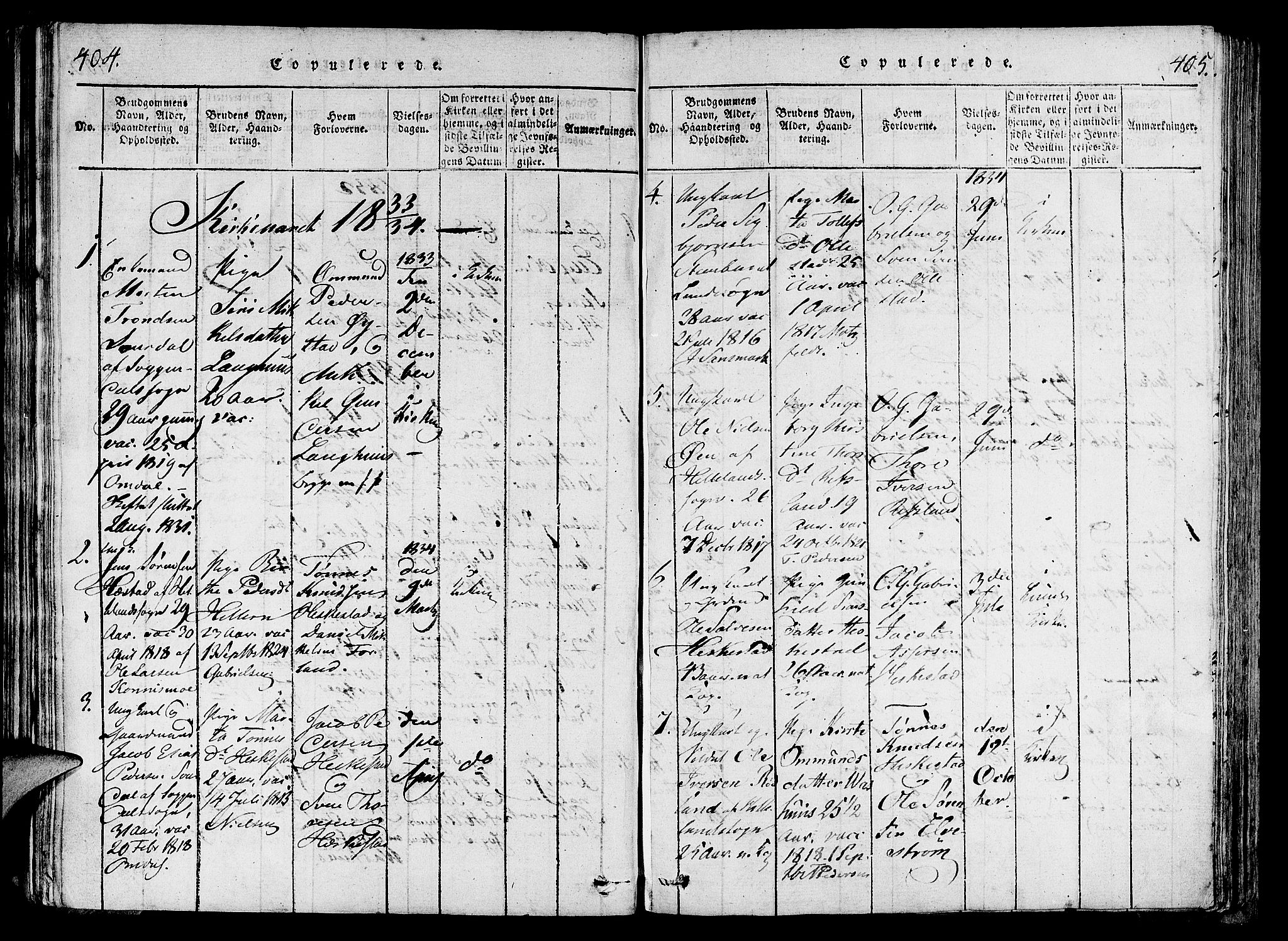 Lund sokneprestkontor, SAST/A-101809/S06/L0006: Parish register (official) no. A 6, 1816-1839, p. 404-405