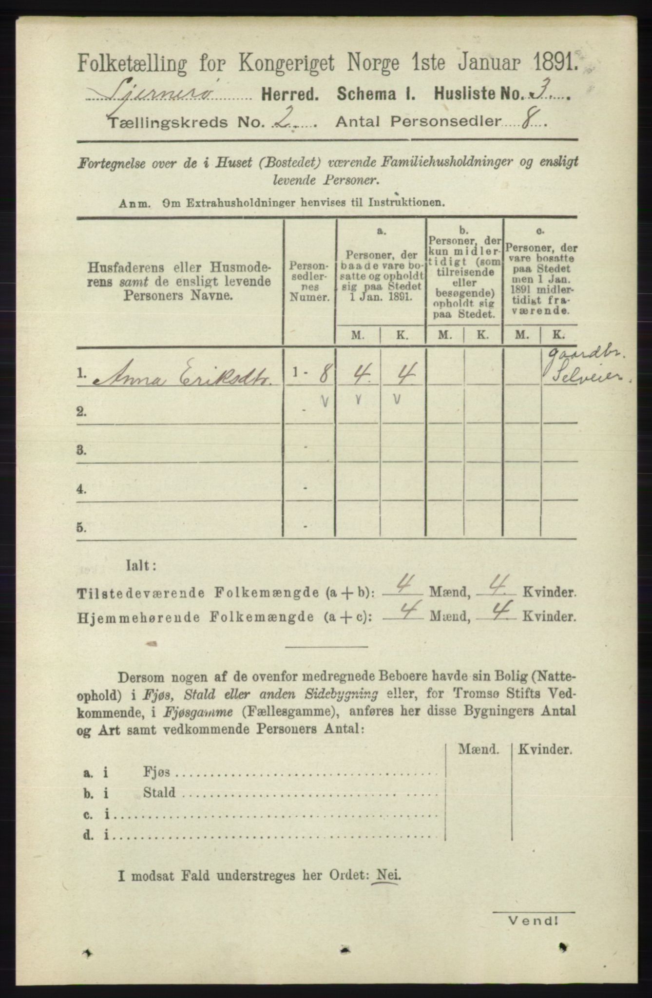 RA, 1891 census for 1140 Sjernarøy, 1891, p. 223