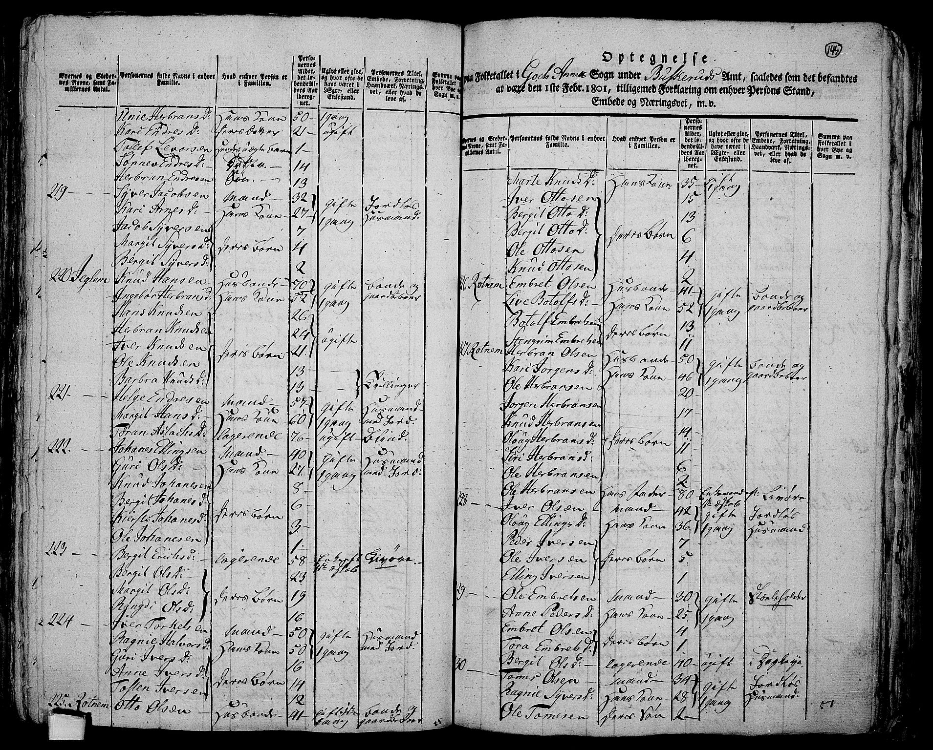 RA, 1801 census for 0616P Nes, 1801, p. 144b-145a