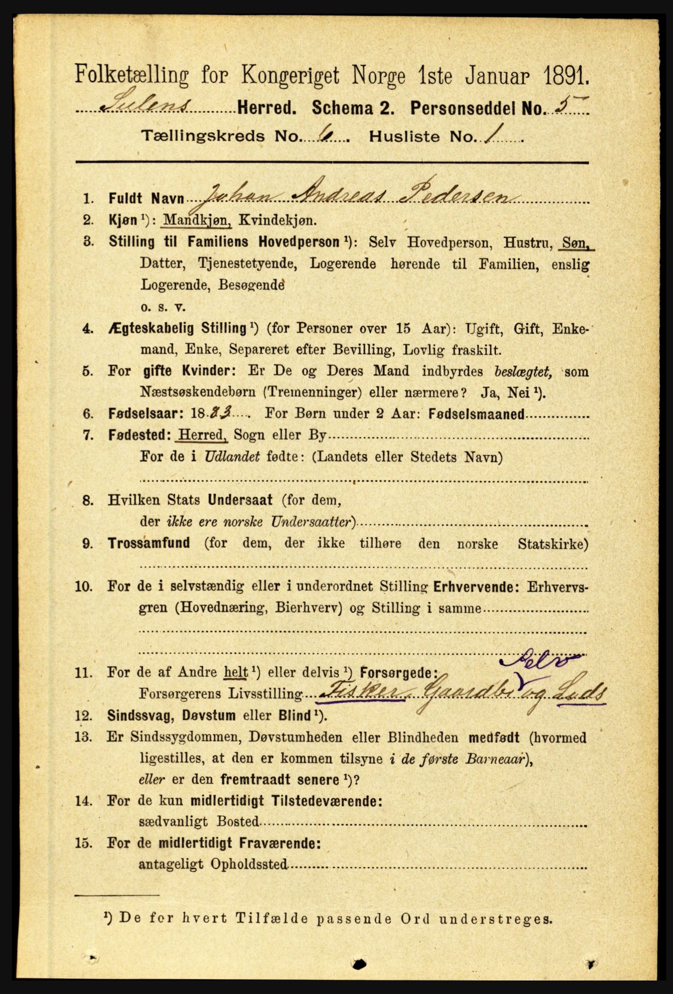 RA, 1891 census for 1412 Solund, 1891, p. 2018