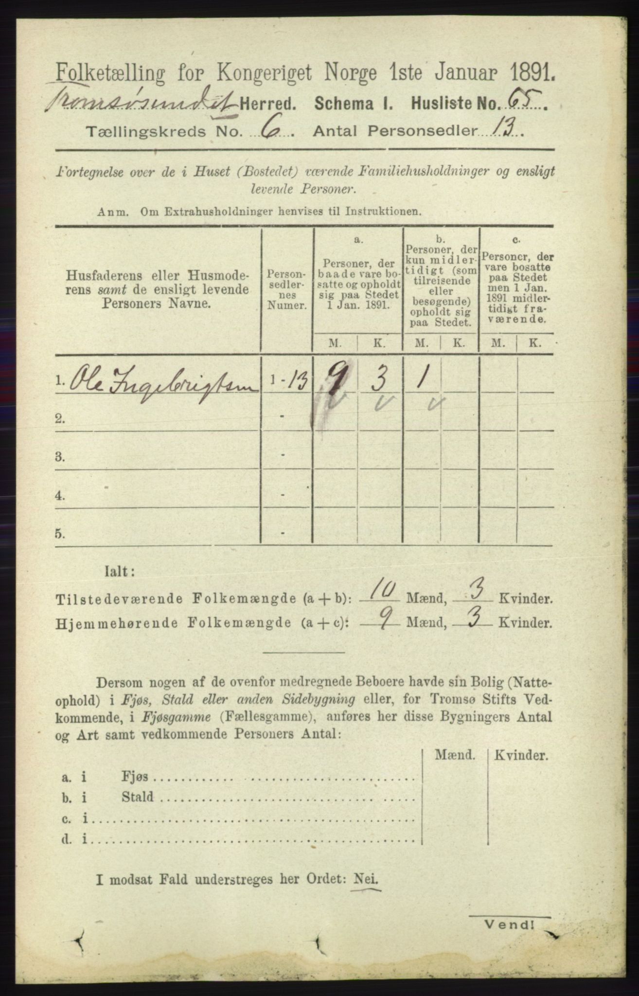 RA, 1891 census for 1934 Tromsøysund, 1891, p. 2980