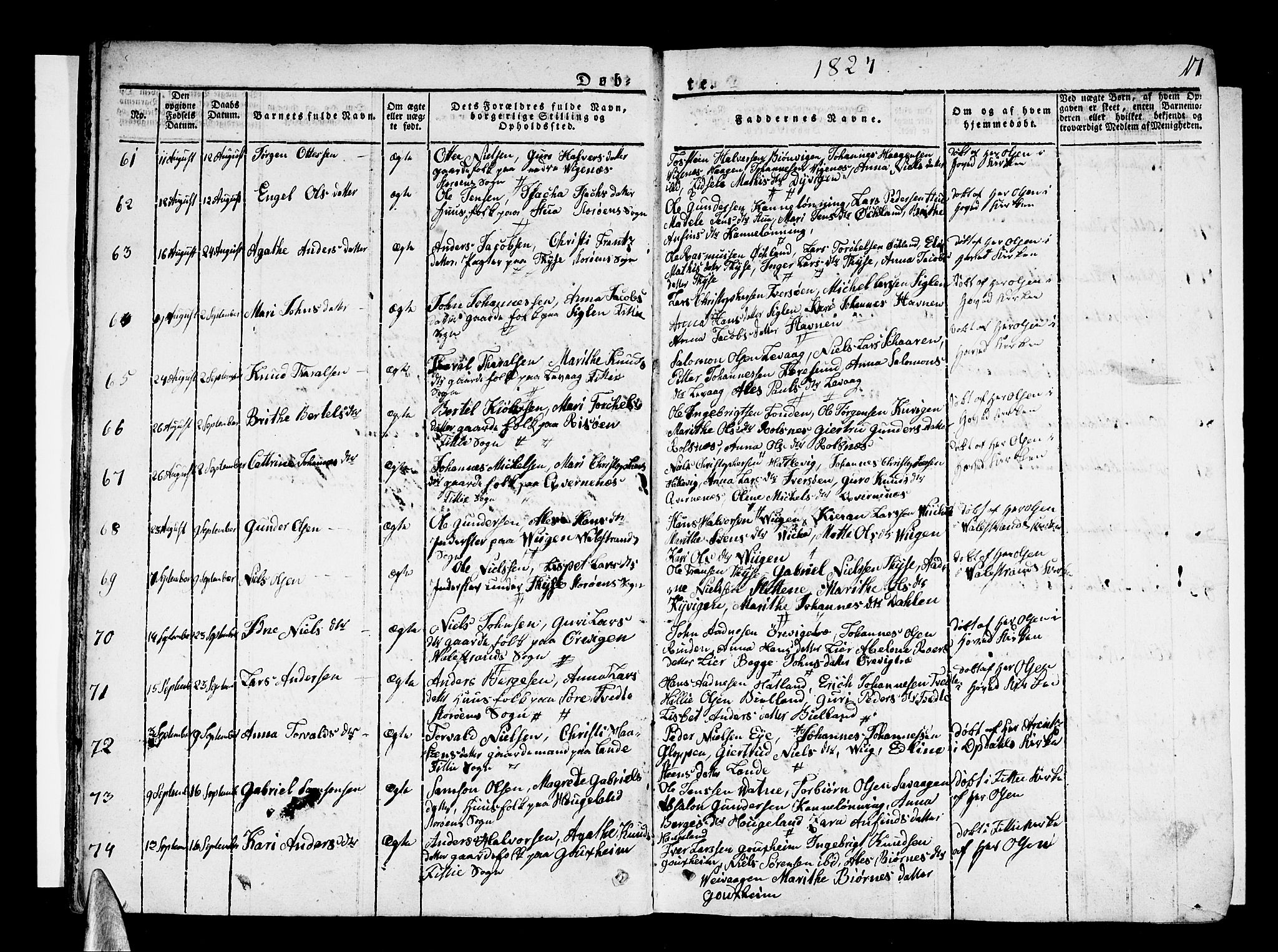 Stord sokneprestembete, AV/SAB-A-78201/H/Haa: Parish register (official) no. A 6, 1826-1840, p. 17