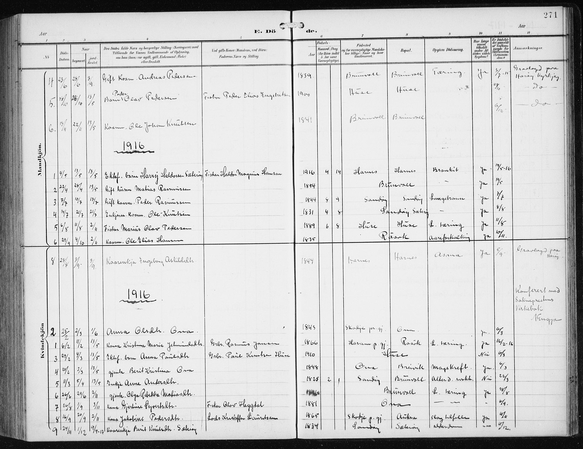 Ministerialprotokoller, klokkerbøker og fødselsregistre - Møre og Romsdal, SAT/A-1454/561/L0733: Parish register (copy) no. 561C03, 1900-1940, p. 271