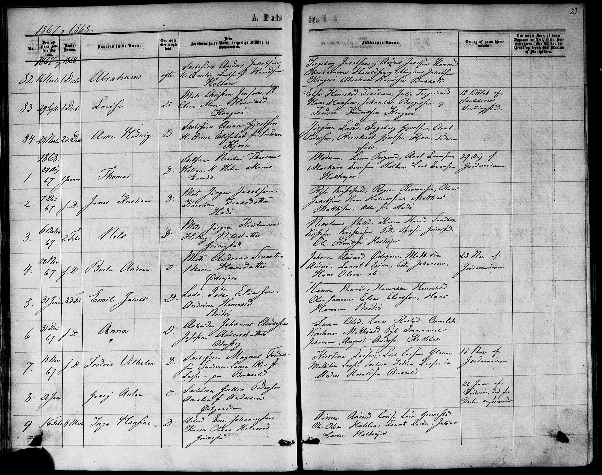Nøtterøy kirkebøker, SAKO/A-354/F/Fb/L0001: Parish register (official) no. II 1, 1865-1878, p. 23