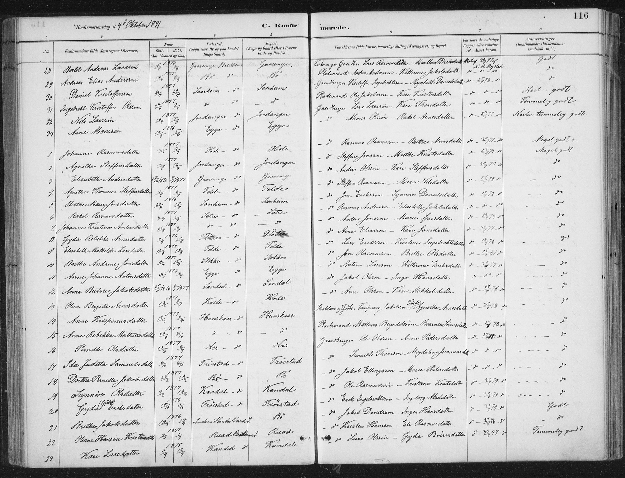 Gloppen sokneprestembete, AV/SAB-A-80101/H/Haa/Haac/L0002: Parish register (official) no. C  2, 1887-1904, p. 116