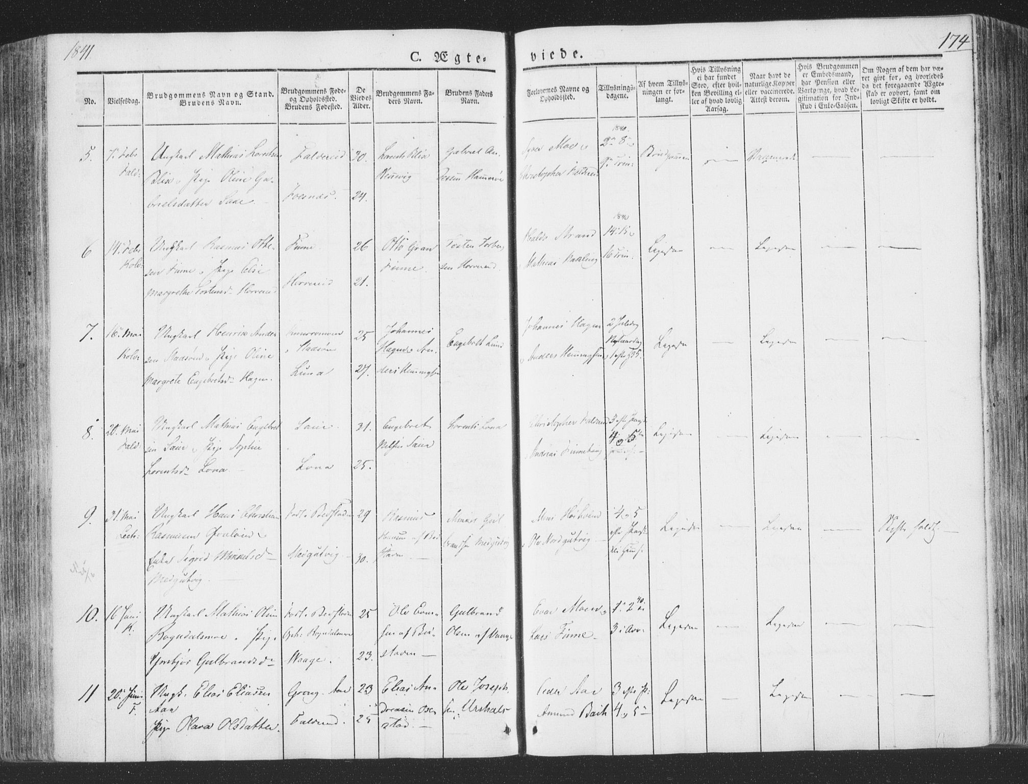 Ministerialprotokoller, klokkerbøker og fødselsregistre - Nord-Trøndelag, SAT/A-1458/780/L0639: Parish register (official) no. 780A04, 1830-1844, p. 174