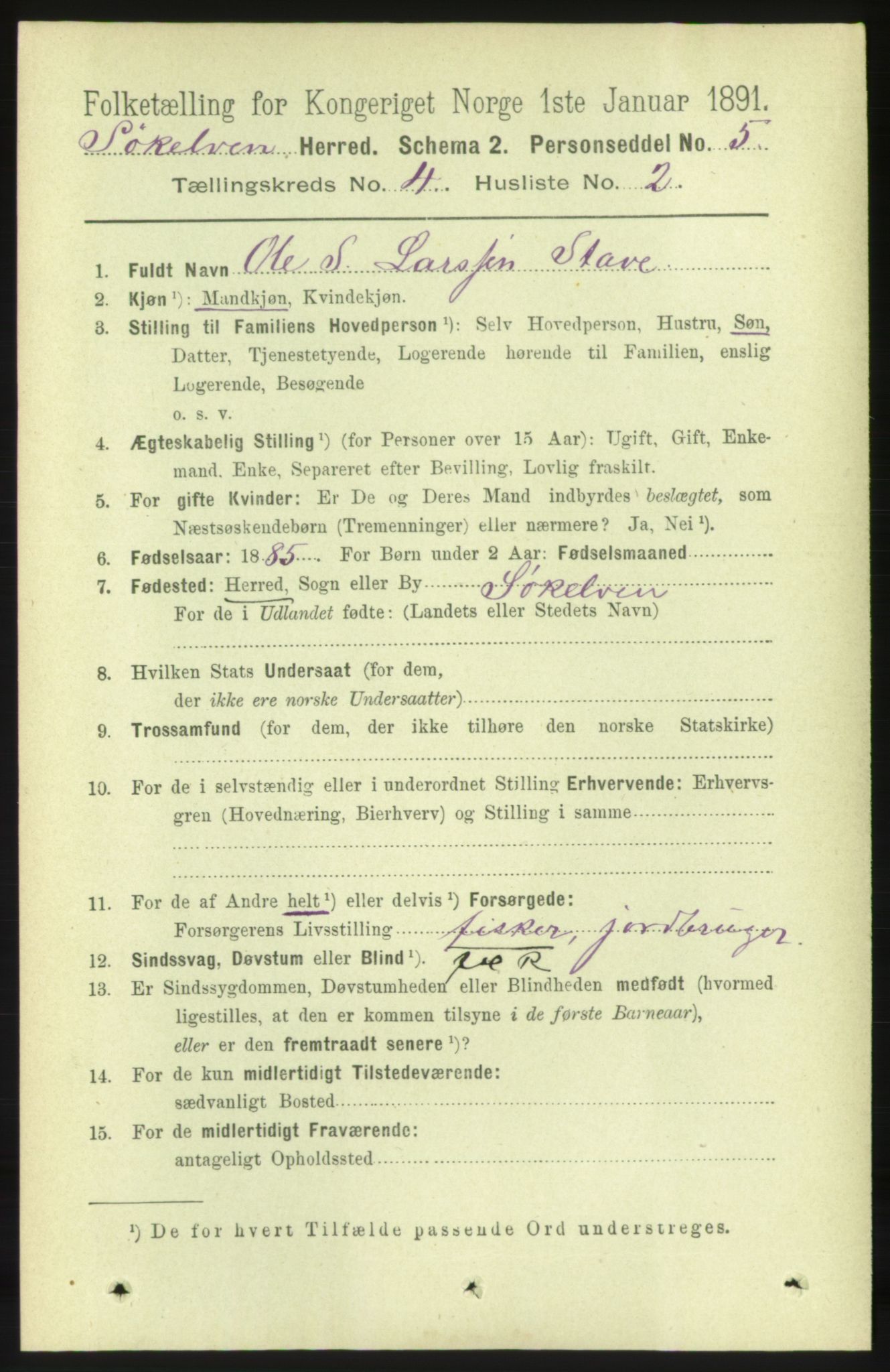 RA, 1891 census for 1528 Sykkylven, 1891, p. 2323