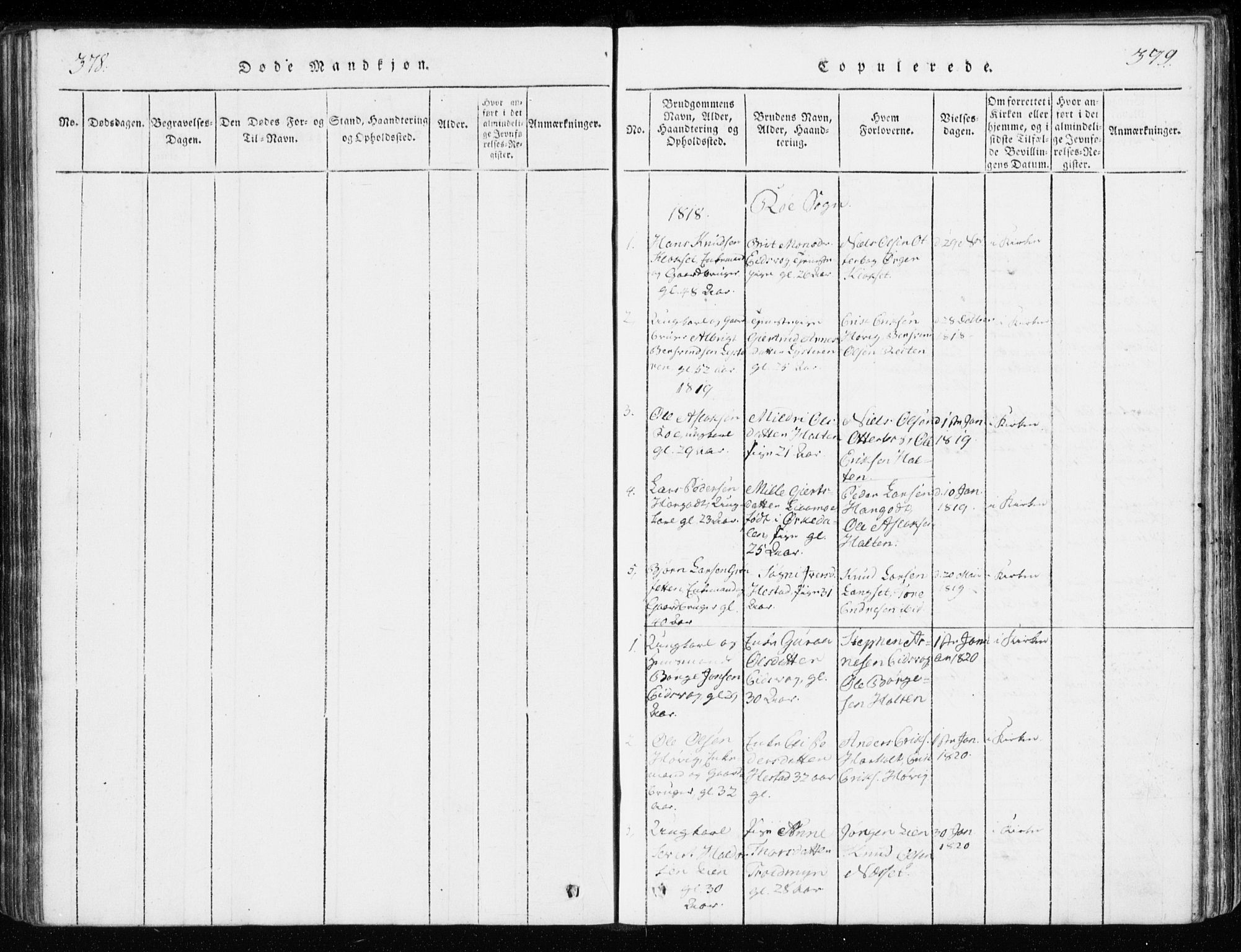 Ministerialprotokoller, klokkerbøker og fødselsregistre - Møre og Romsdal, SAT/A-1454/551/L0623: Parish register (official) no. 551A03, 1818-1831, p. 378-379