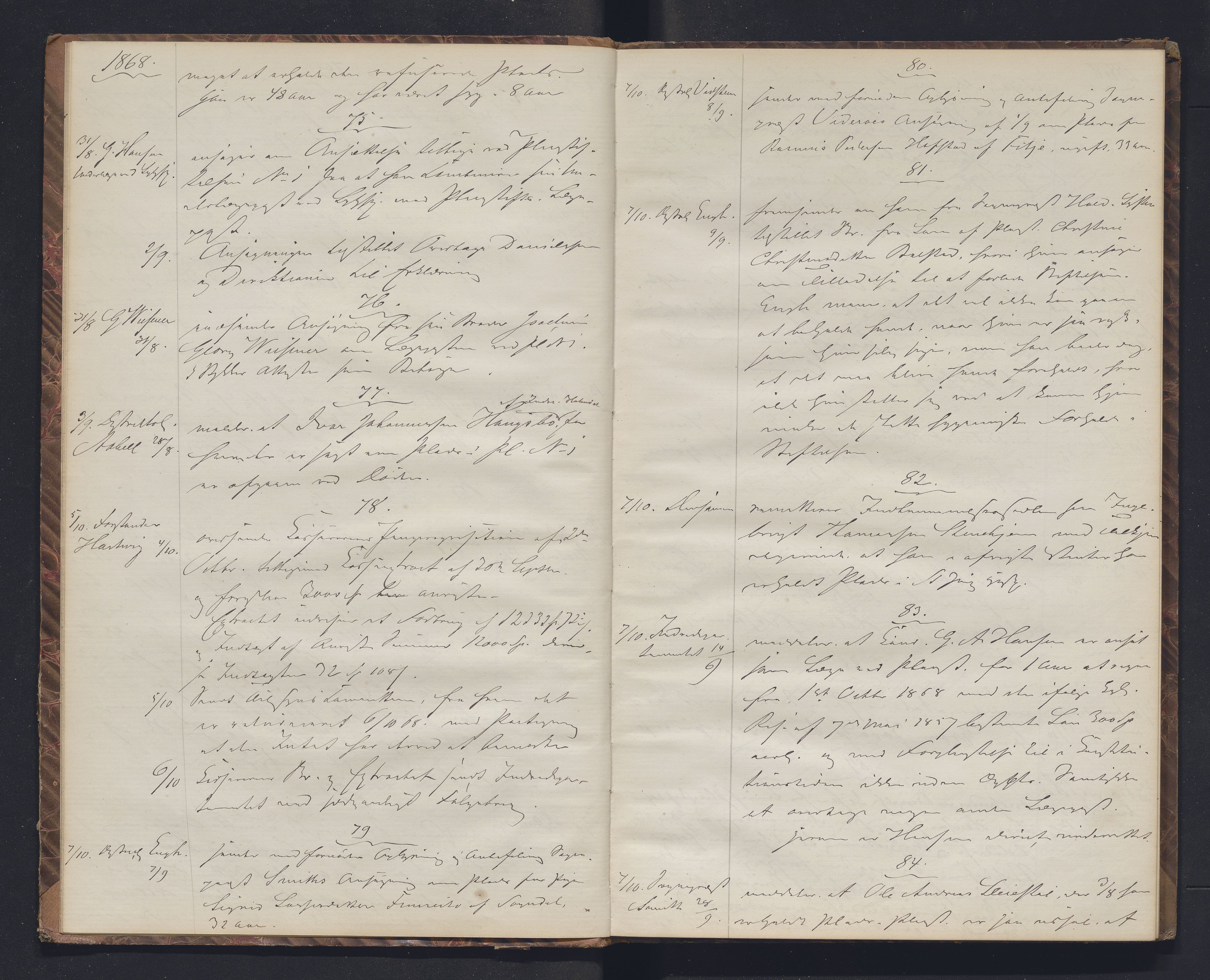 Lepraarkiver - Pleiestiftelsen for spedalske no.1, SAB/A-60601/B.c/L0005: Journal, 1868-1875