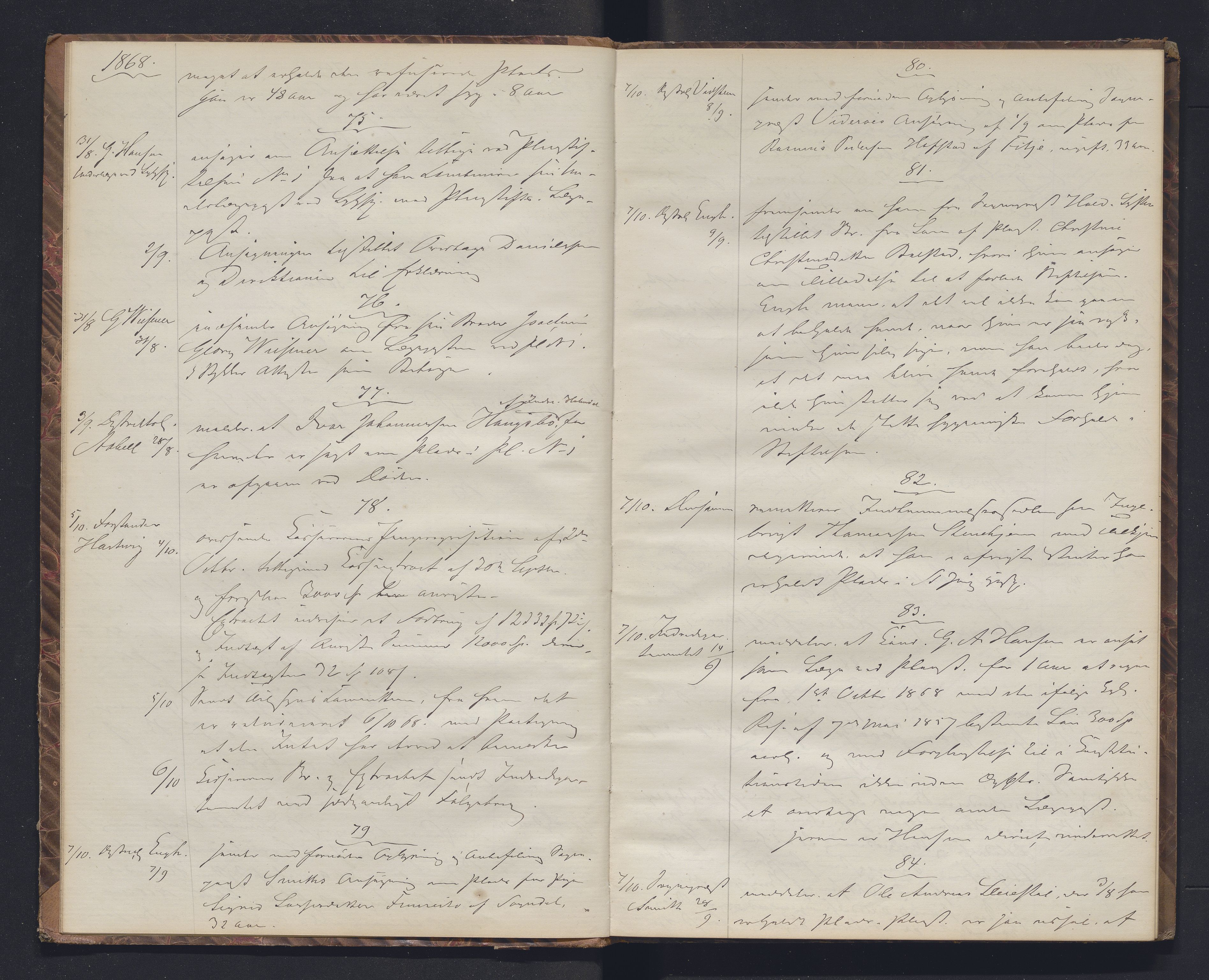 Lepraarkiver - Pleiestiftelsen for spedalske no.1, AV/SAB-A-60601/B.c/L0005: Journal, 1868-1875
