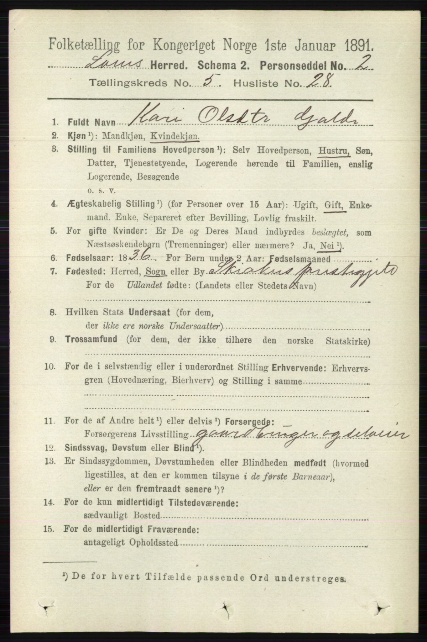 RA, 1891 census for 0514 Lom, 1891, p. 2018