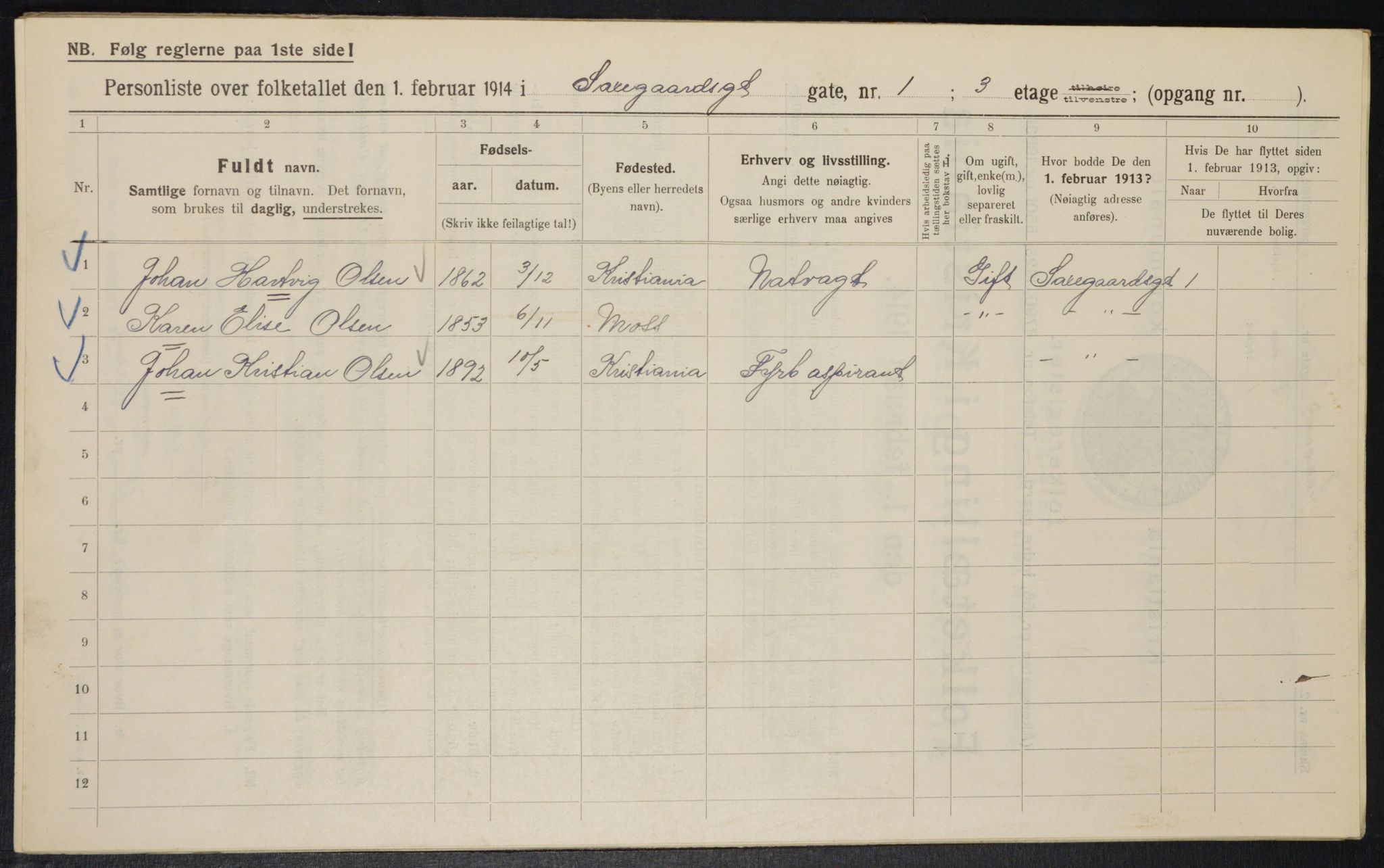 OBA, Municipal Census 1914 for Kristiania, 1914, p. 89111