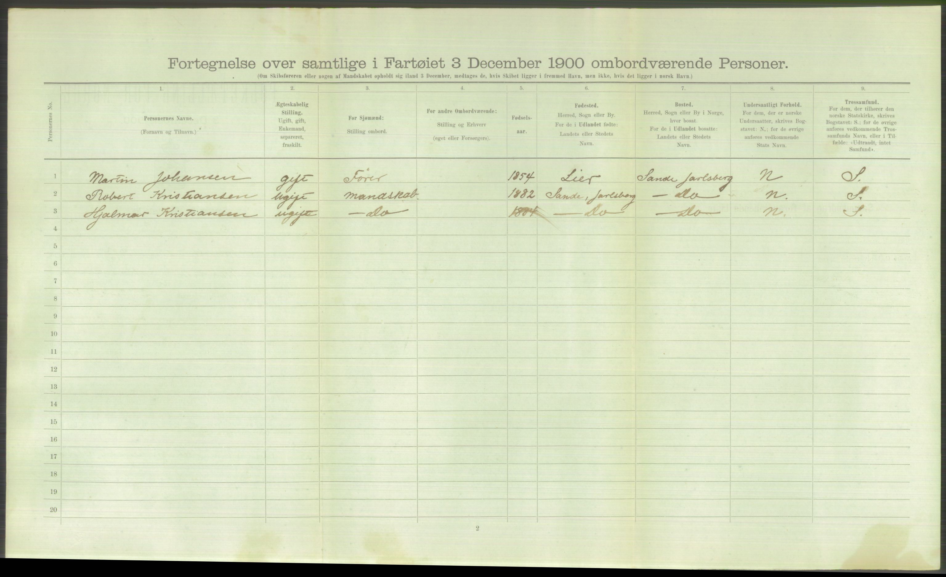 RA, 1900 Census - ship lists from ships in Norwegian harbours, harbours abroad and at sea, 1900, p. 468