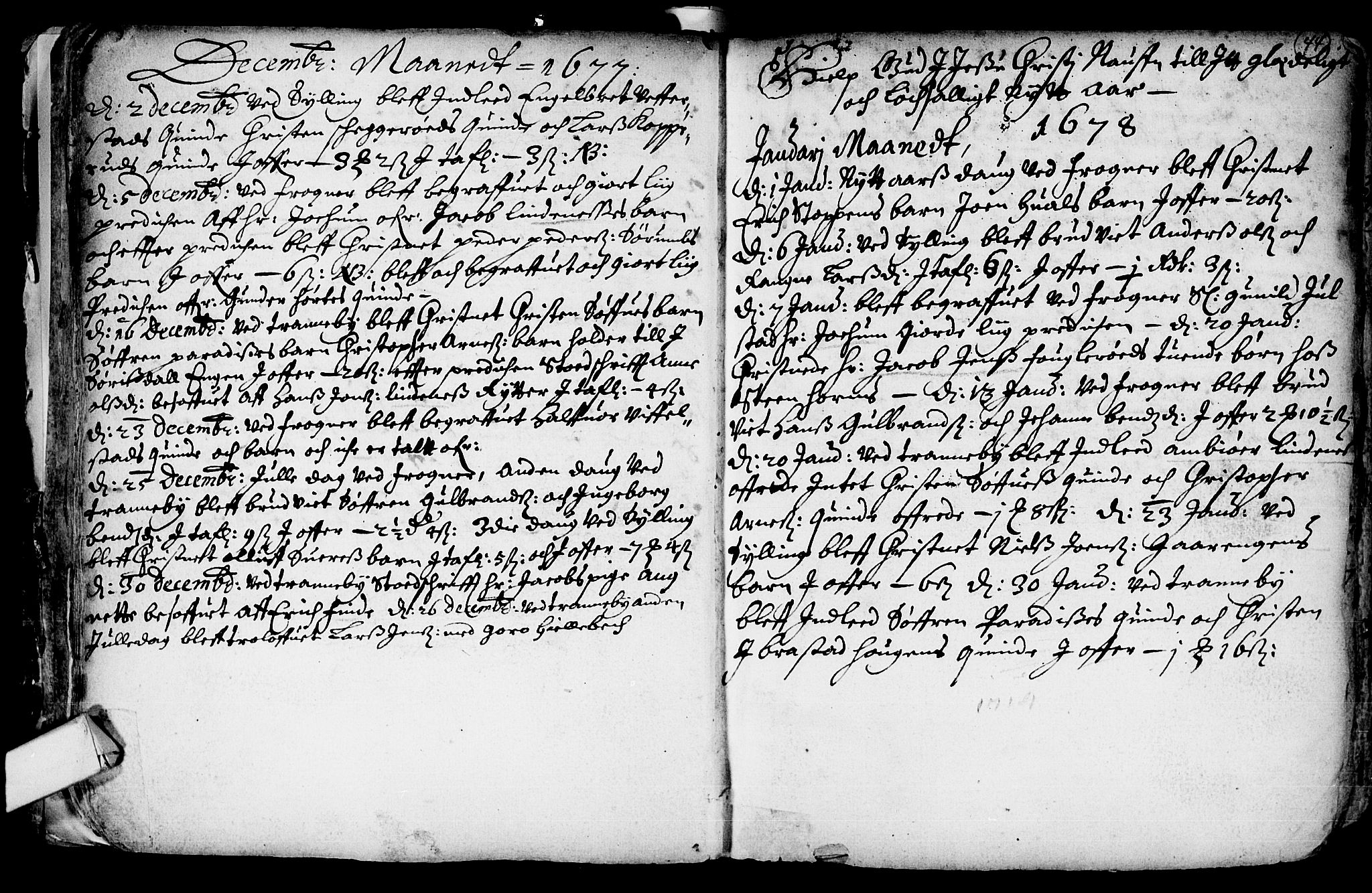 Lier kirkebøker, AV/SAKO-A-230/F/Fa/L0001: Parish register (official) no. I 1, 1672-1701, p. 44