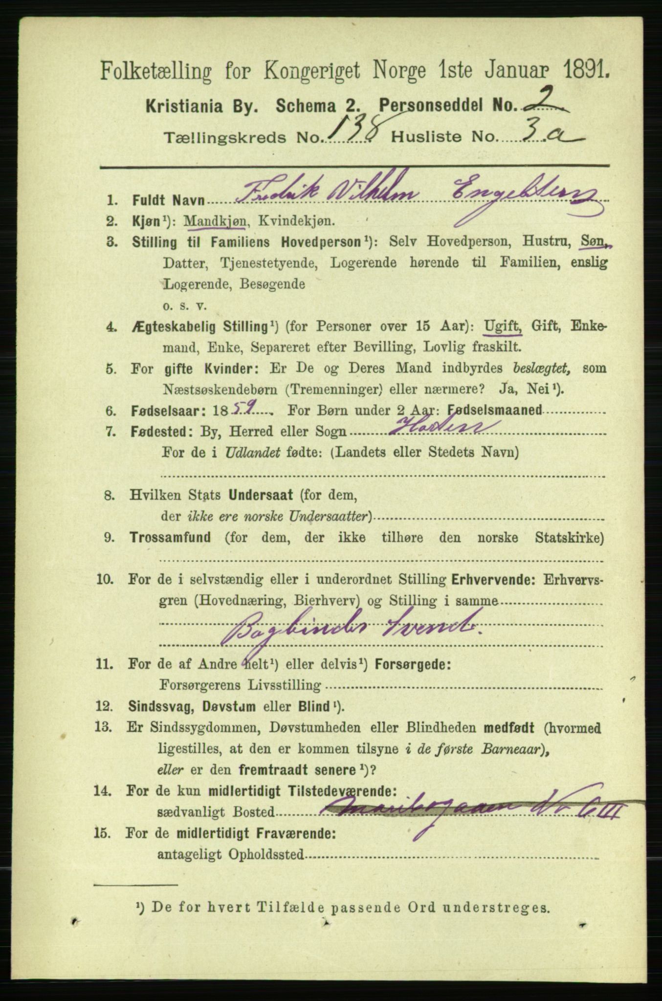 RA, 1891 census for 0301 Kristiania, 1891, p. 76498