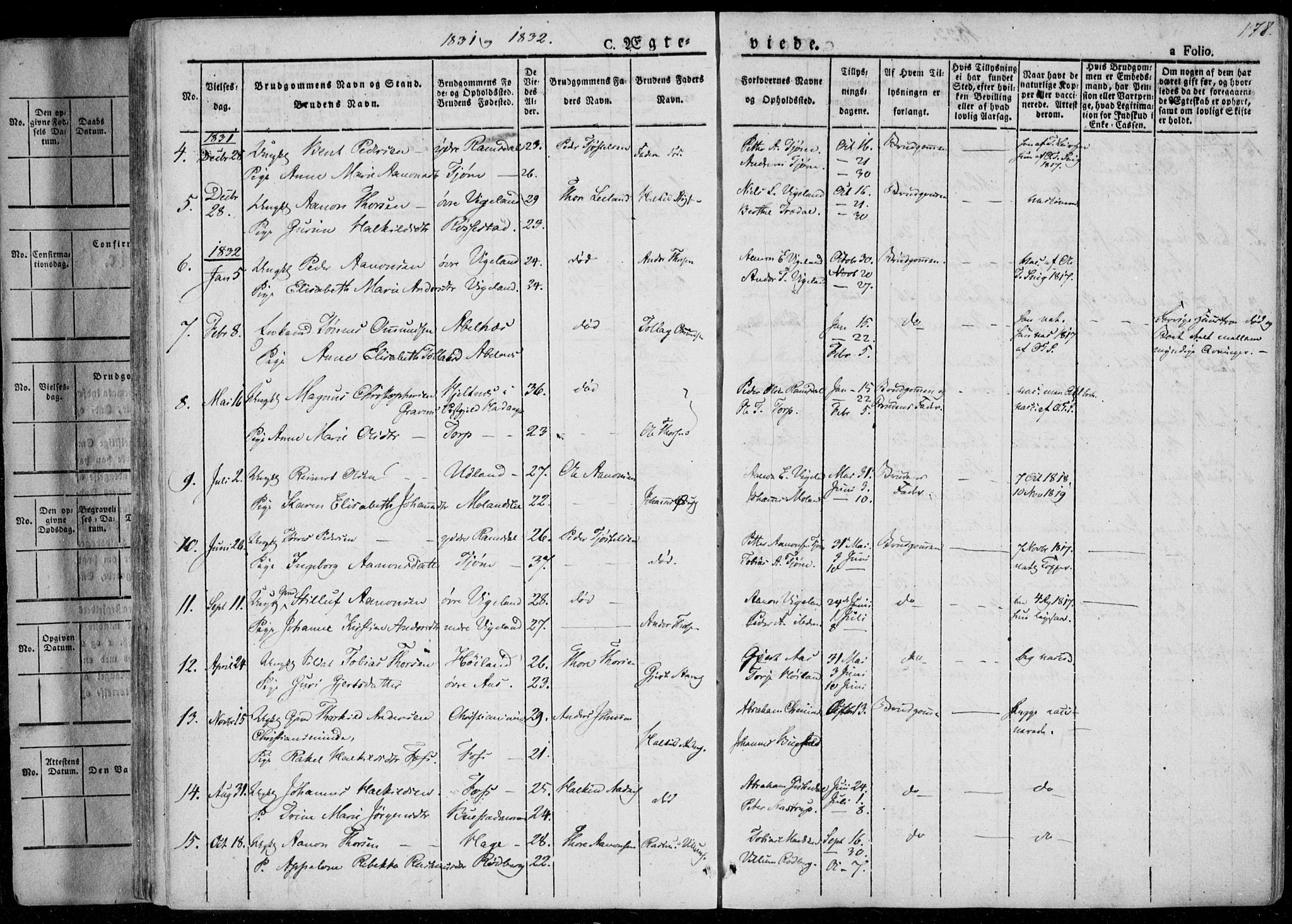 Sør-Audnedal sokneprestkontor, SAK/1111-0039/F/Fa/Fab/L0006: Parish register (official) no. A 6, 1829-1855, p. 178