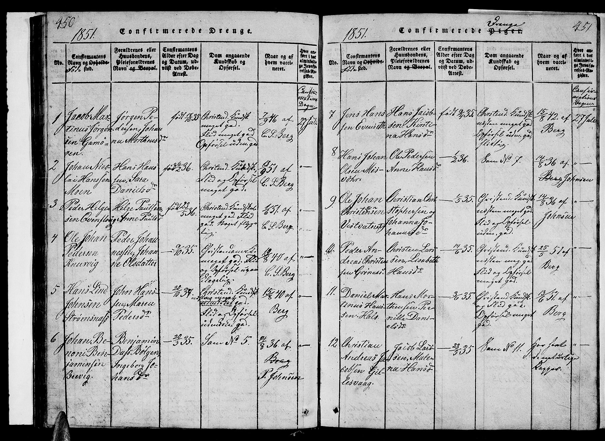 Ministerialprotokoller, klokkerbøker og fødselsregistre - Nordland, SAT/A-1459/852/L0752: Parish register (copy) no. 852C03, 1840-1855, p. 450-451