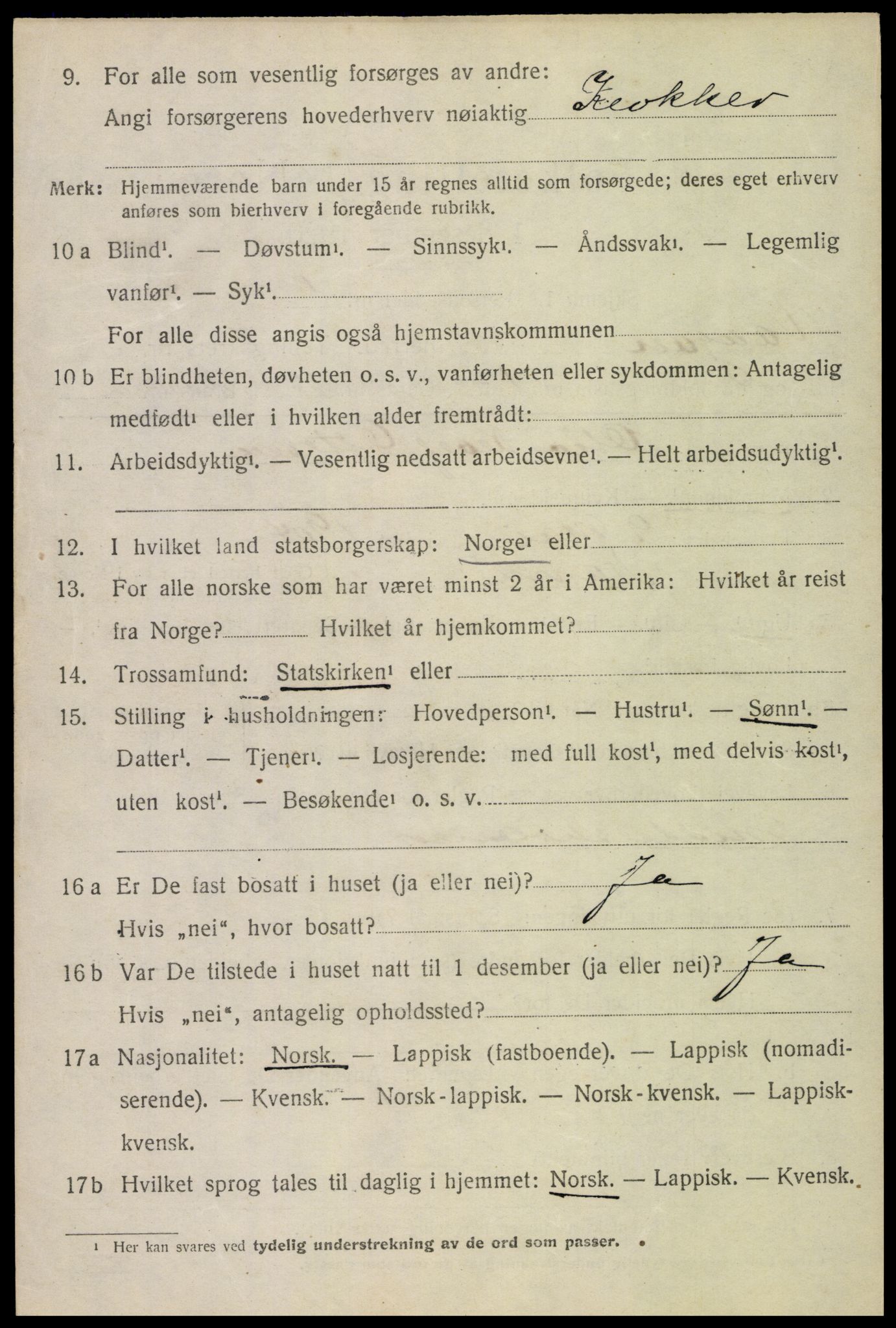 SAT, 1920 census for Vågan, 1920, p. 3174