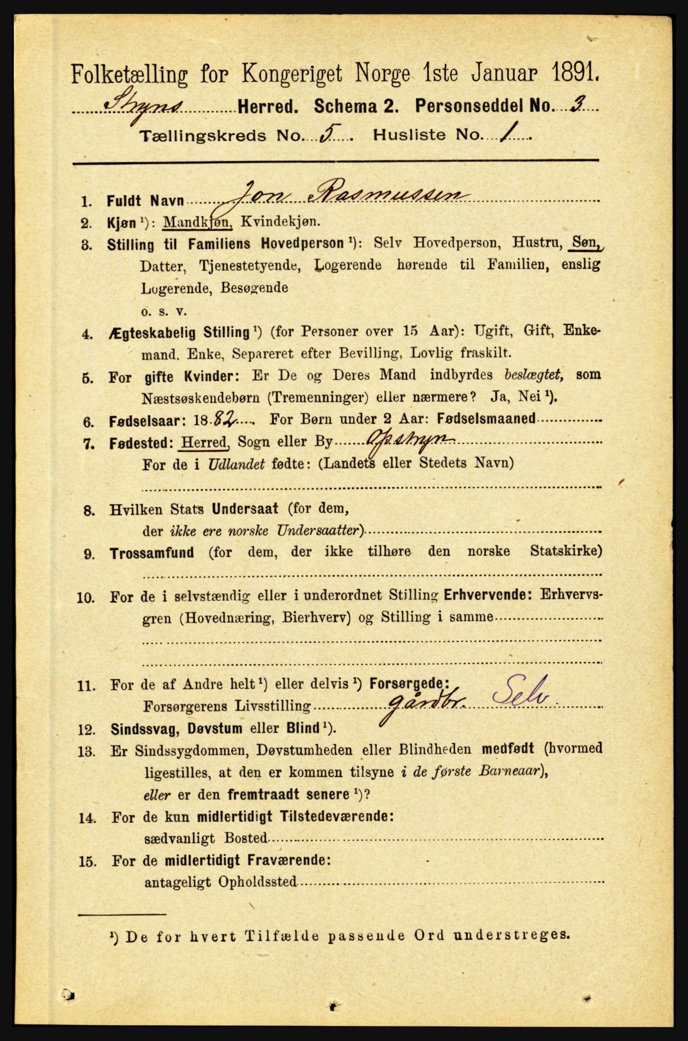 RA, 1891 census for 1448 Stryn, 1891, p. 2013