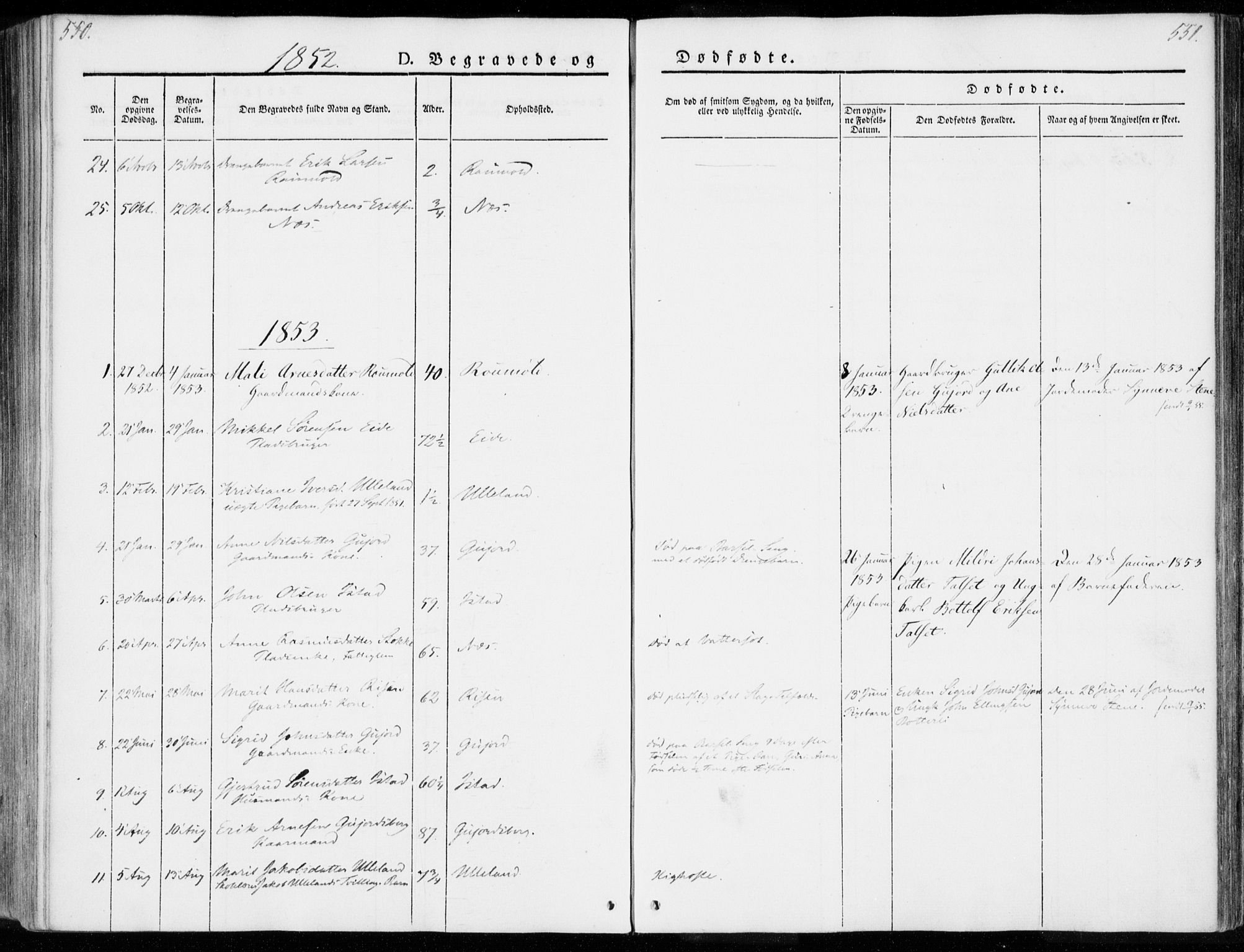 Ministerialprotokoller, klokkerbøker og fødselsregistre - Møre og Romsdal, SAT/A-1454/557/L0680: Parish register (official) no. 557A02, 1843-1869, p. 550-551