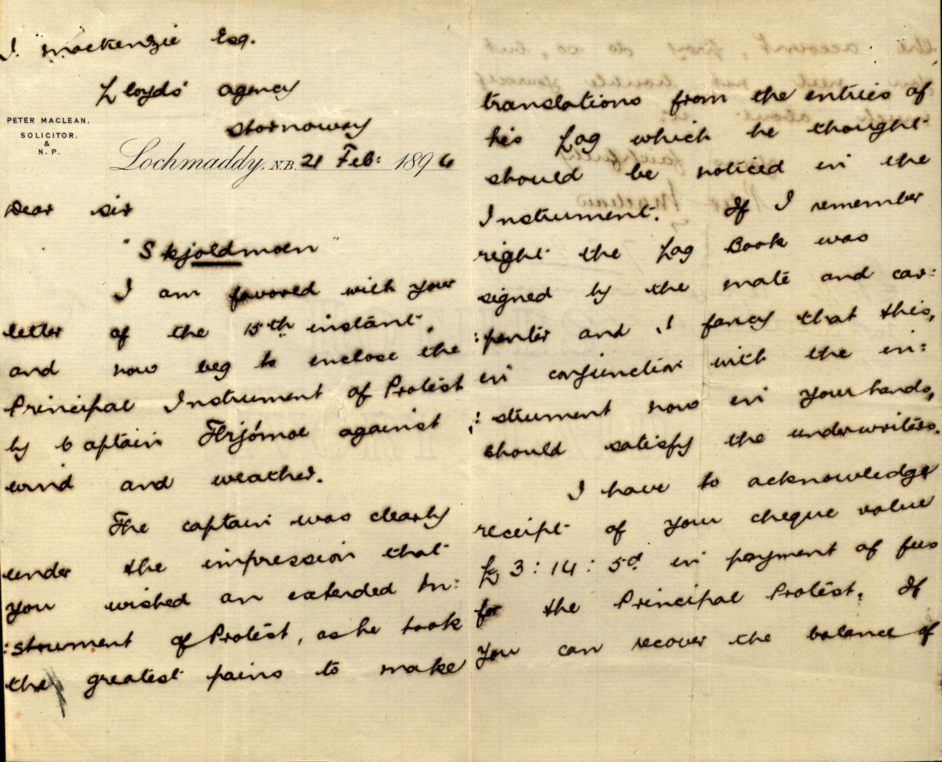 Pa 63 - Østlandske skibsassuranceforening, VEMU/A-1079/G/Ga/L0030/0008: Havaridokumenter / Skjoldmoen, Dalerne, Union, 1894, p. 18