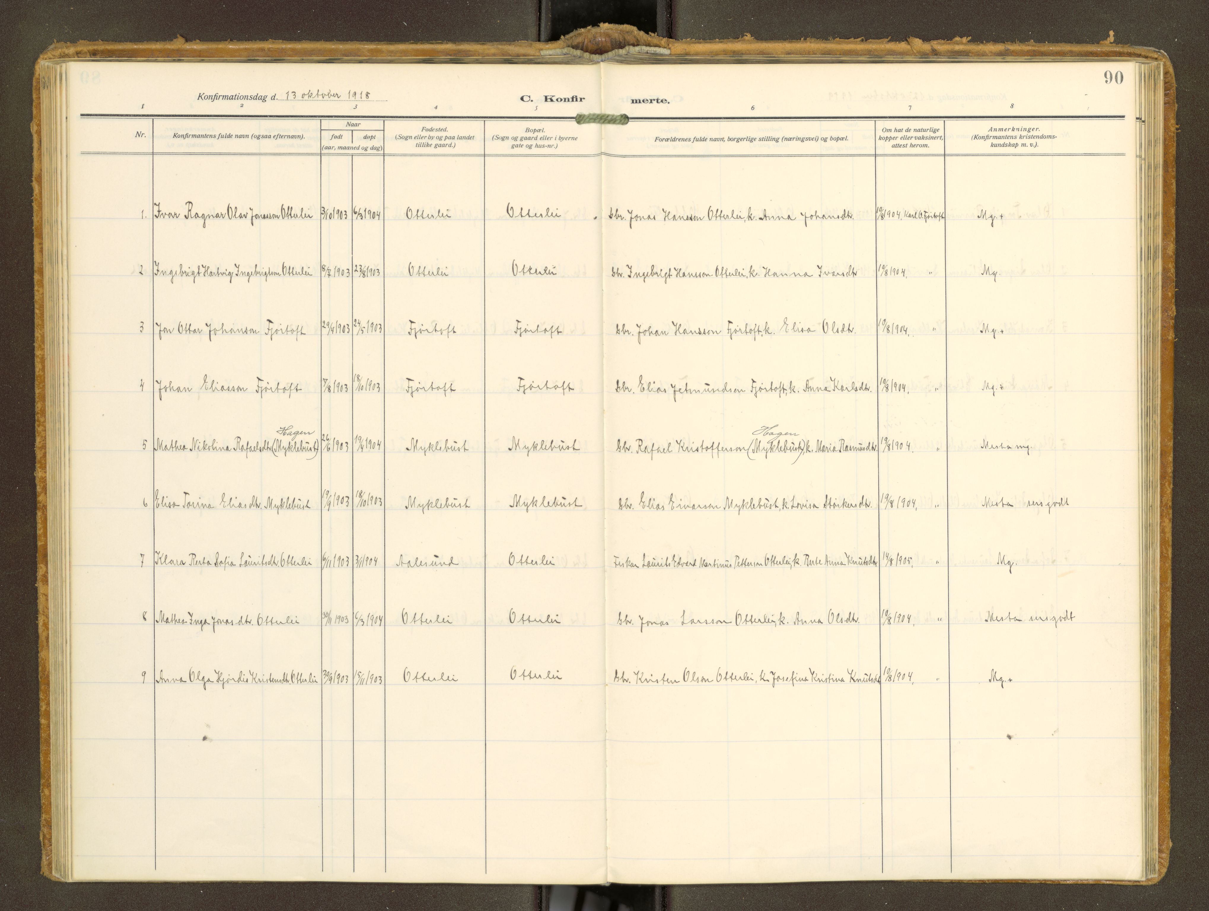 Ministerialprotokoller, klokkerbøker og fødselsregistre - Møre og Romsdal, AV/SAT-A-1454/538/L0528: Parish register (official) no. 538A--, 1911-1935, p. 90