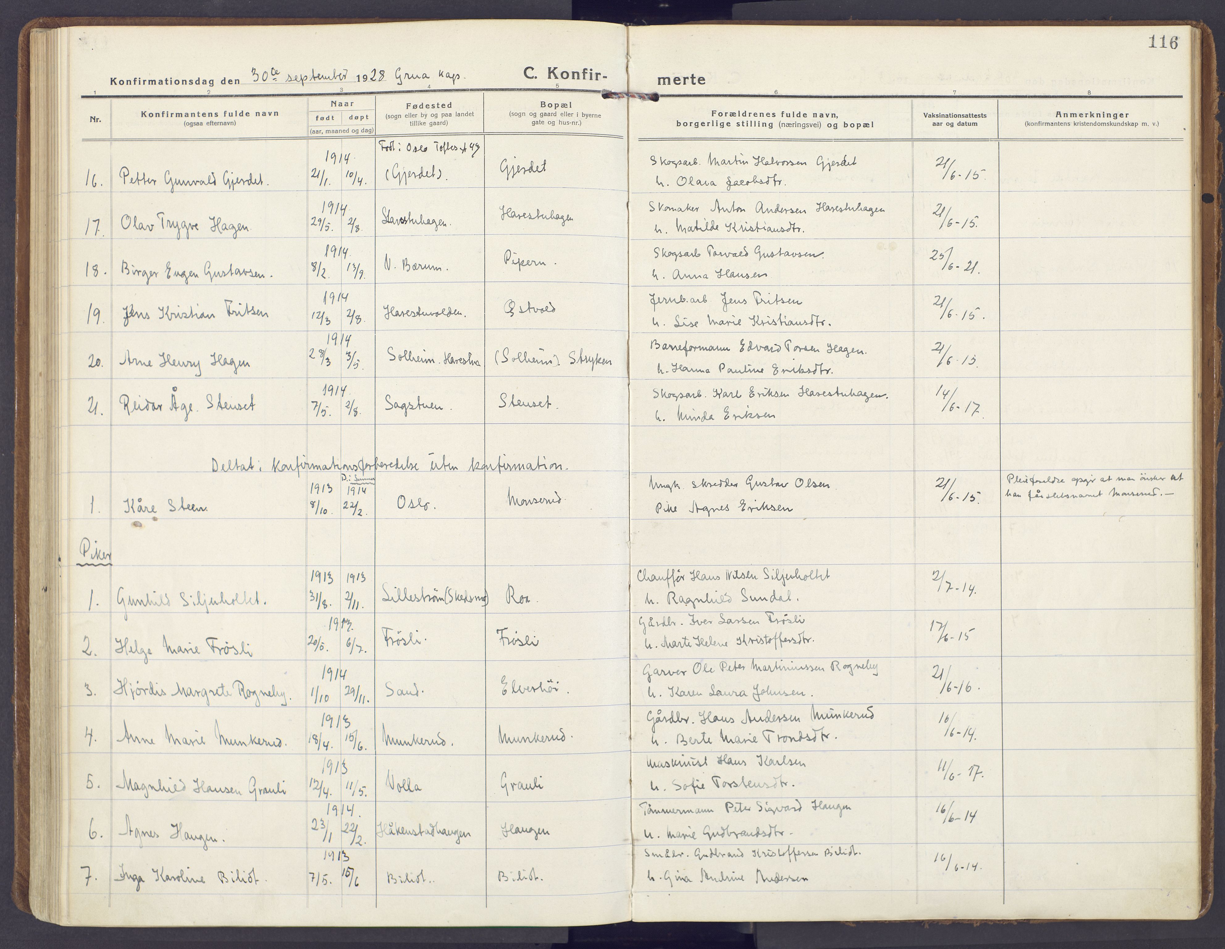 Lunner prestekontor, SAH/PREST-118/H/Ha/Haa/L0002: Parish register (official) no. 2, 1922-1931, p. 116