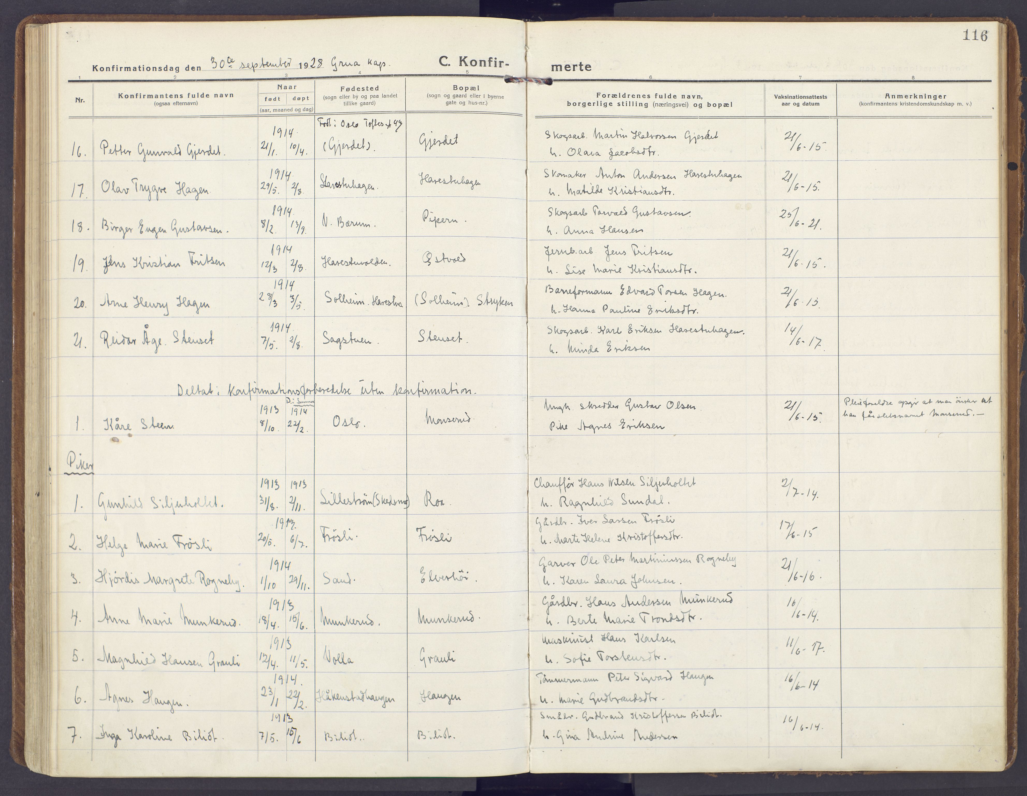 Lunner prestekontor, AV/SAH-PREST-118/H/Ha/Haa/L0002: Parish register (official) no. 2, 1922-1931, p. 116