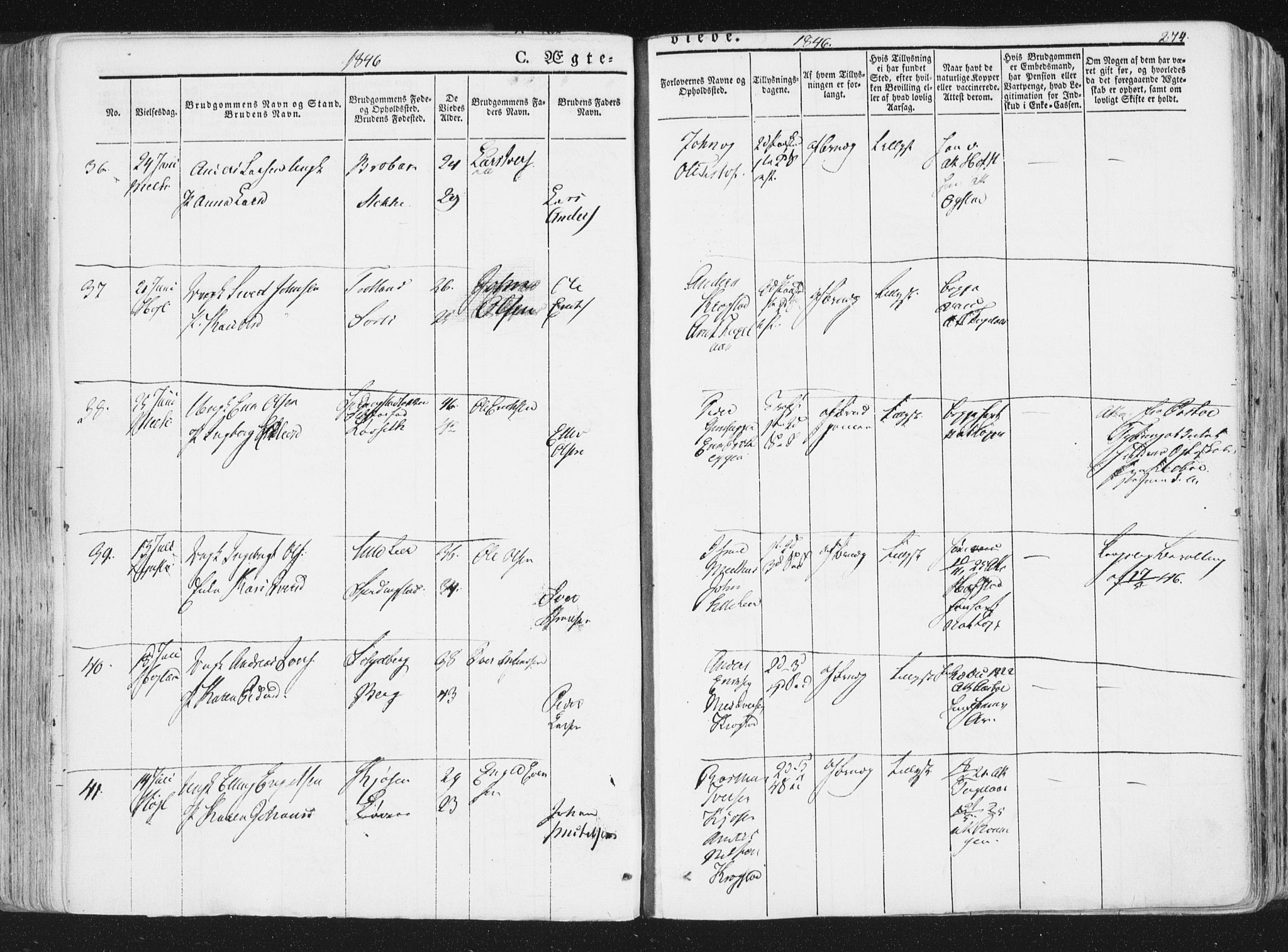 Ministerialprotokoller, klokkerbøker og fødselsregistre - Sør-Trøndelag, AV/SAT-A-1456/691/L1074: Parish register (official) no. 691A06, 1842-1852, p. 274