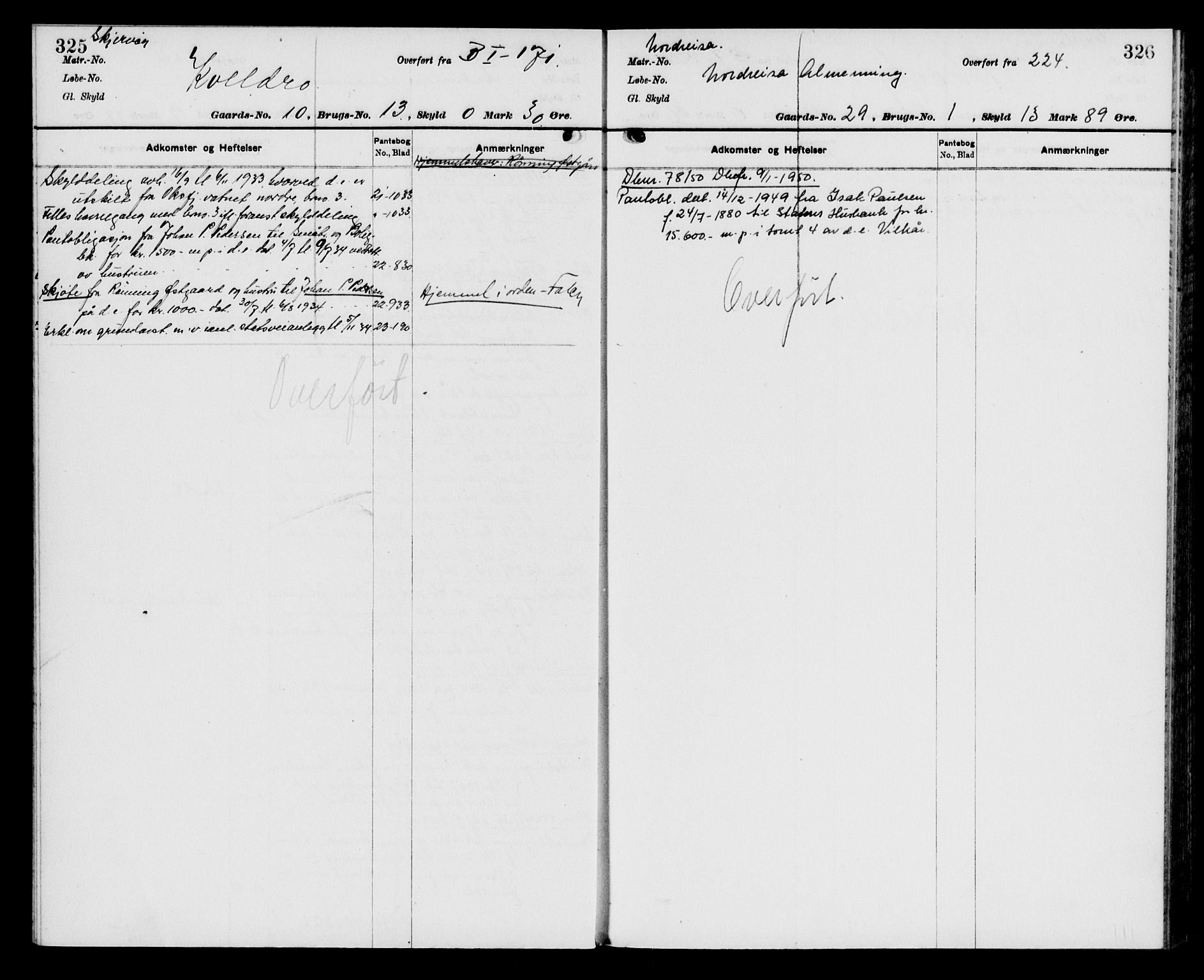 Lyngen sorenskriveri, AV/SATØ-SATØ-0052/1/G/Gc/L0012: Mortgage register no. 12, p. 325-326