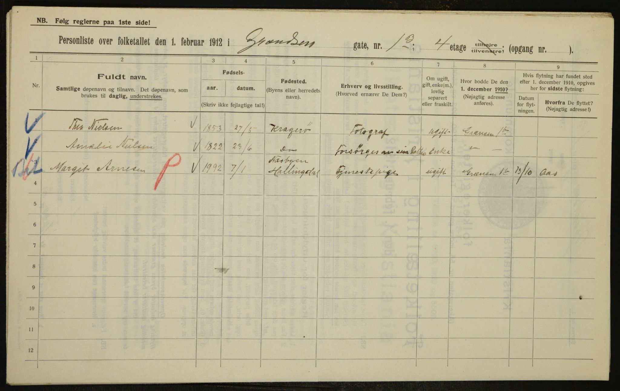 OBA, Municipal Census 1912 for Kristiania, 1912, p. 29523