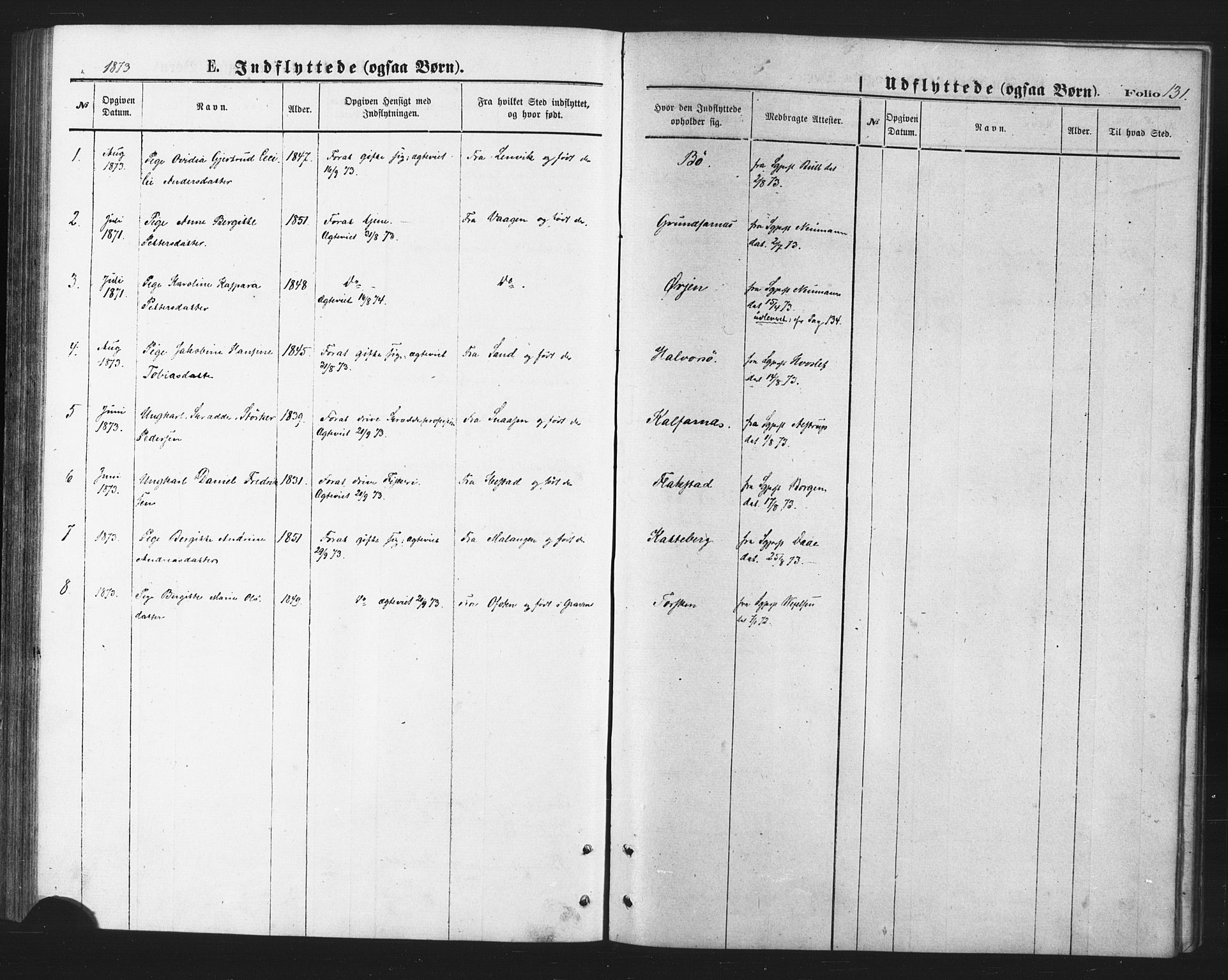 Berg sokneprestkontor, SATØ/S-1318/G/Ga/Gaa/L0003kirke: Parish register (official) no. 3, 1872-1879, p. 131