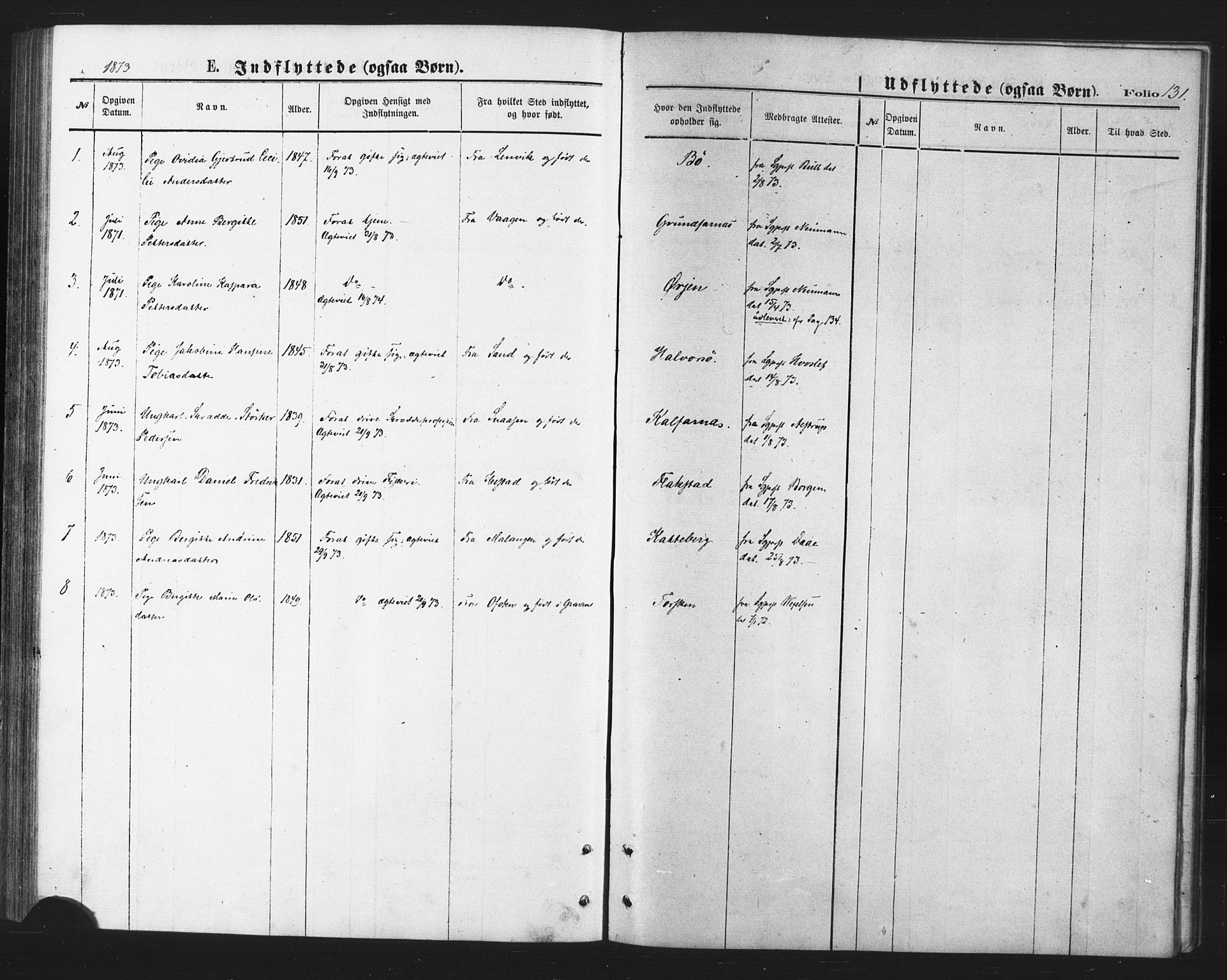 Berg sokneprestkontor, AV/SATØ-S-1318/G/Ga/Gaa/L0003kirke: Parish register (official) no. 3, 1872-1879, p. 131