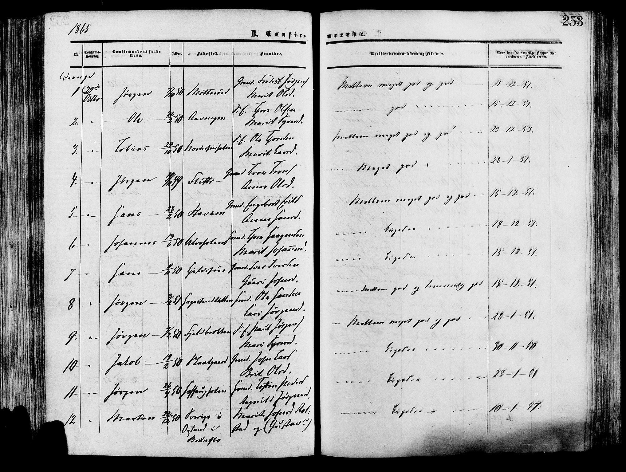Lesja prestekontor, SAH/PREST-068/H/Ha/Haa/L0008: Parish register (official) no. 8, 1854-1880, p. 253