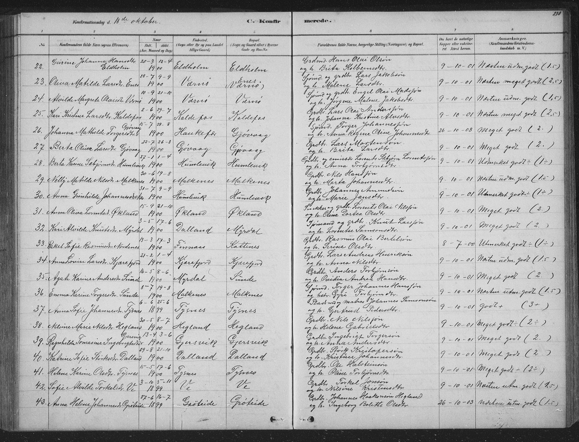 Tysnes sokneprestembete, AV/SAB-A-78601/H/Hab: Parish register (copy) no. B 2, 1878-1918, p. 230