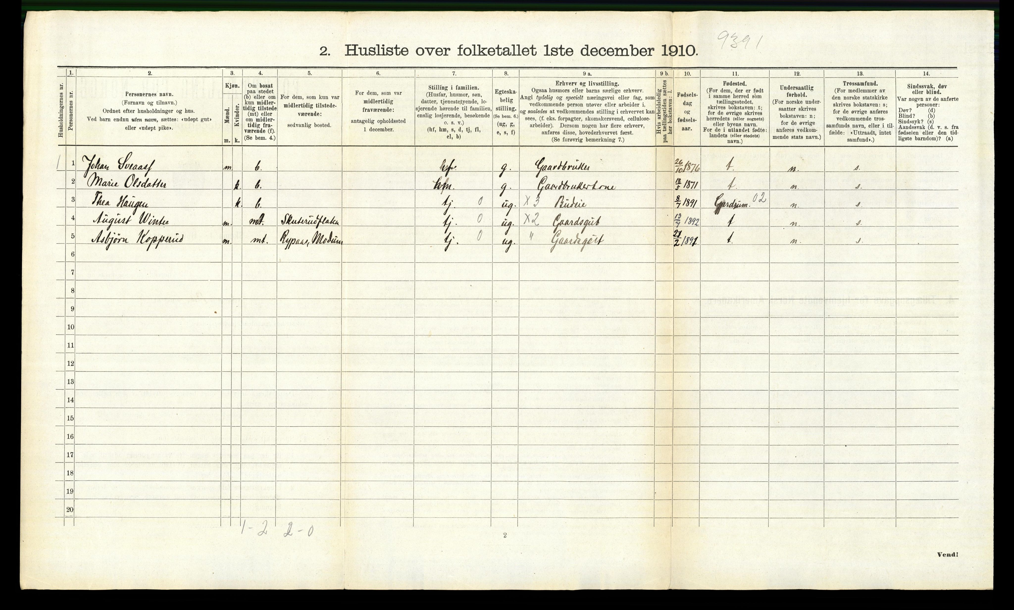 RA, 1910 census for Modum, 1910, p. 3517