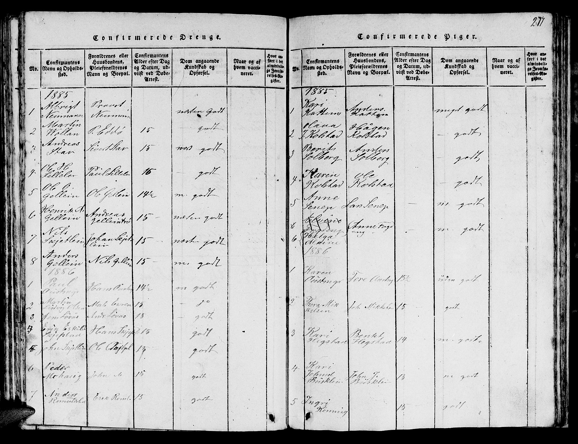 Ministerialprotokoller, klokkerbøker og fødselsregistre - Sør-Trøndelag, SAT/A-1456/613/L0393: Parish register (copy) no. 613C01, 1816-1886, p. 277