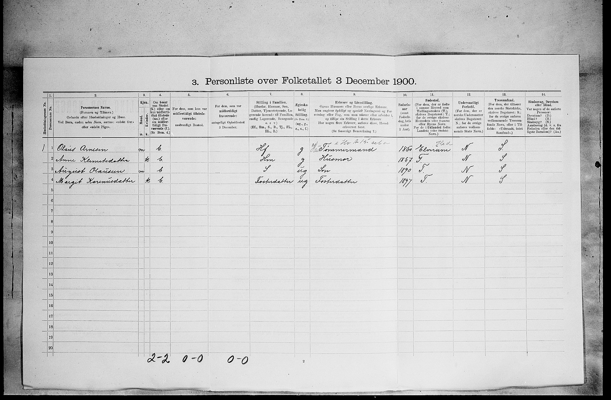 SAH, 1900 census for Stor-Elvdal, 1900, p. 291