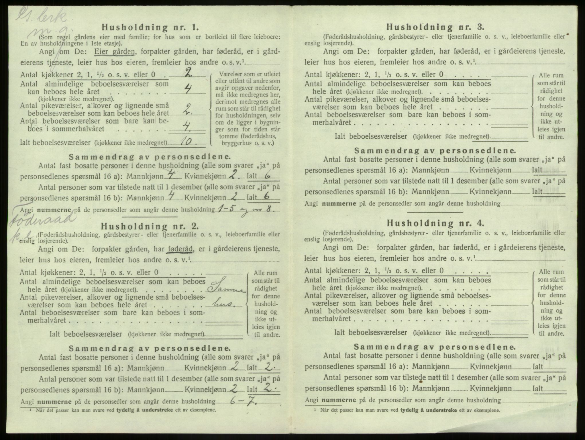 SAB, 1920 census for Lærdal, 1920, p. 310