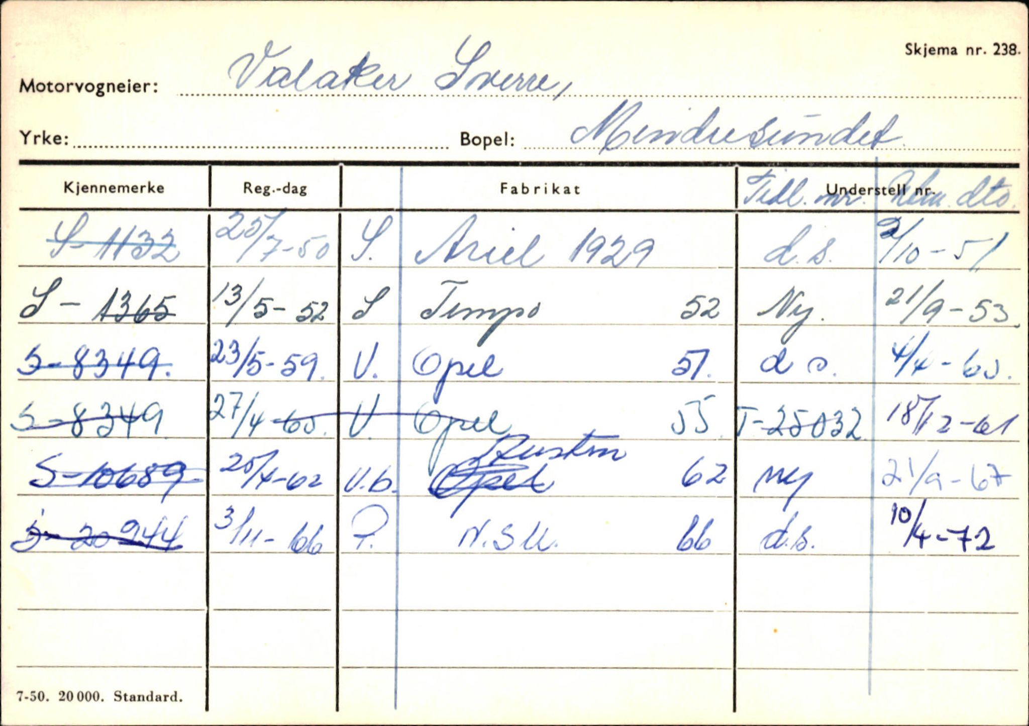 Statens vegvesen, Sogn og Fjordane vegkontor, AV/SAB-A-5301/4/F/L0131: Eigarregister Høyanger P-Å. Stryn S-Å, 1945-1975, p. 2093