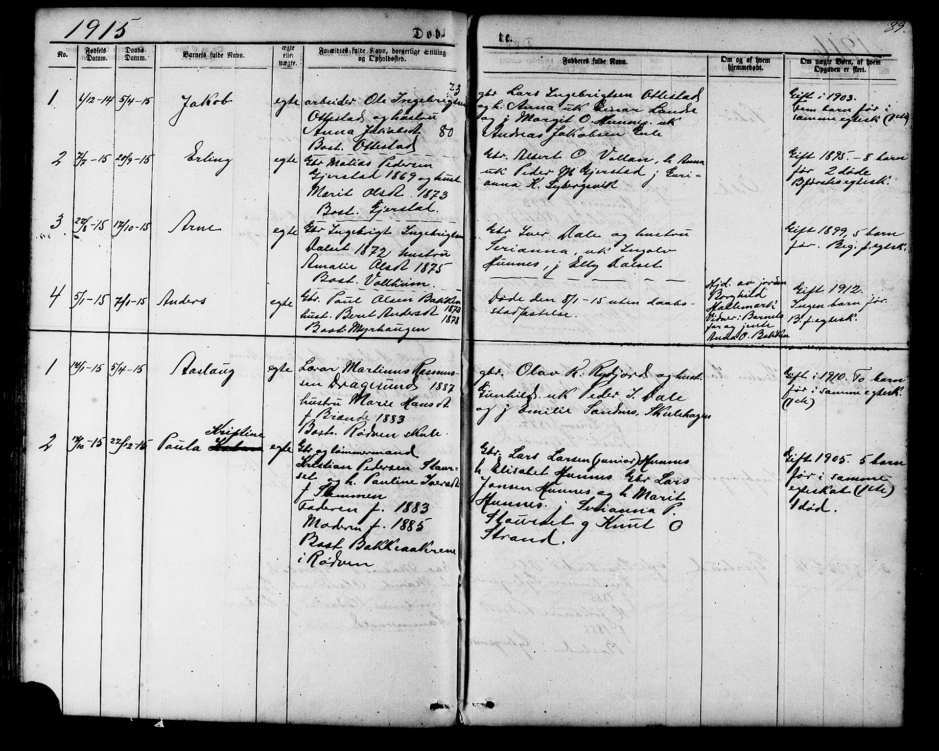 Ministerialprotokoller, klokkerbøker og fødselsregistre - Møre og Romsdal, SAT/A-1454/548/L0614: Parish register (copy) no. 548C02, 1867-1917, p. 89